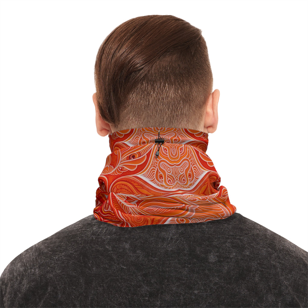 Winter Neck Gaiter — Orange Retro Wave Thermal Face Mask with Drawstring #hn984319