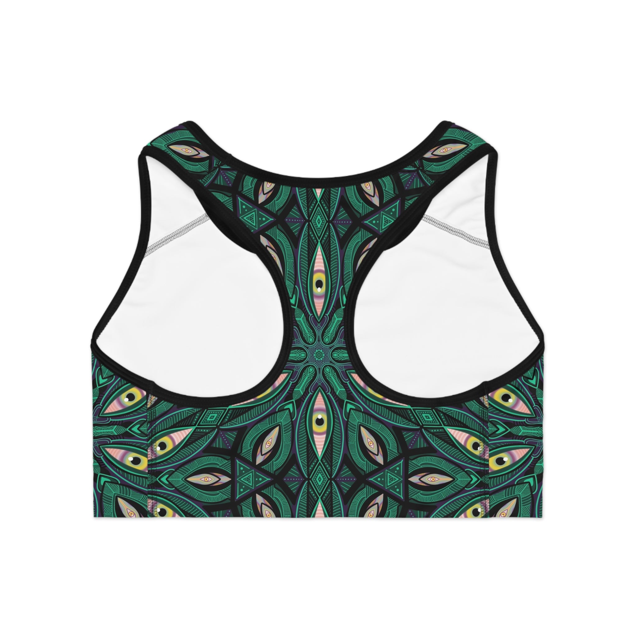 Green Kaleidoscope Sports Bra — Abstract Mandala Activewear #hgr88600