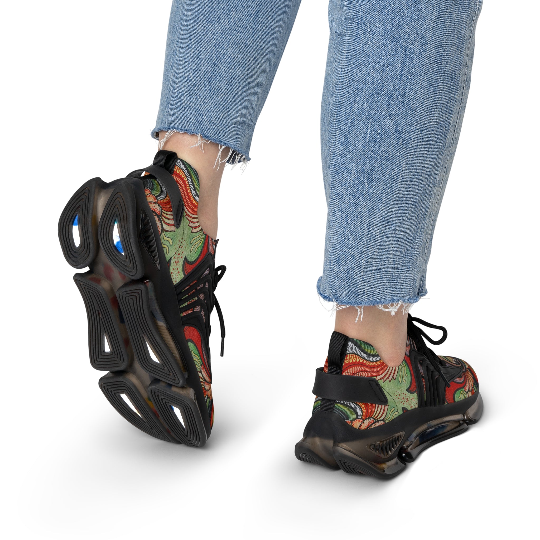 Women's Mesh Sneakers — Vintage Swirl Pattern Athletic Shoes #f3555522