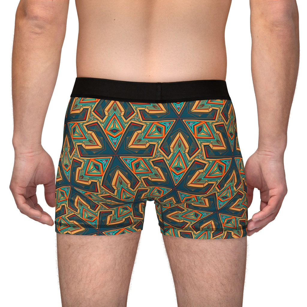 Geometric Olive Pattern Men's Boxer Briefs — All-Over Print Comfort