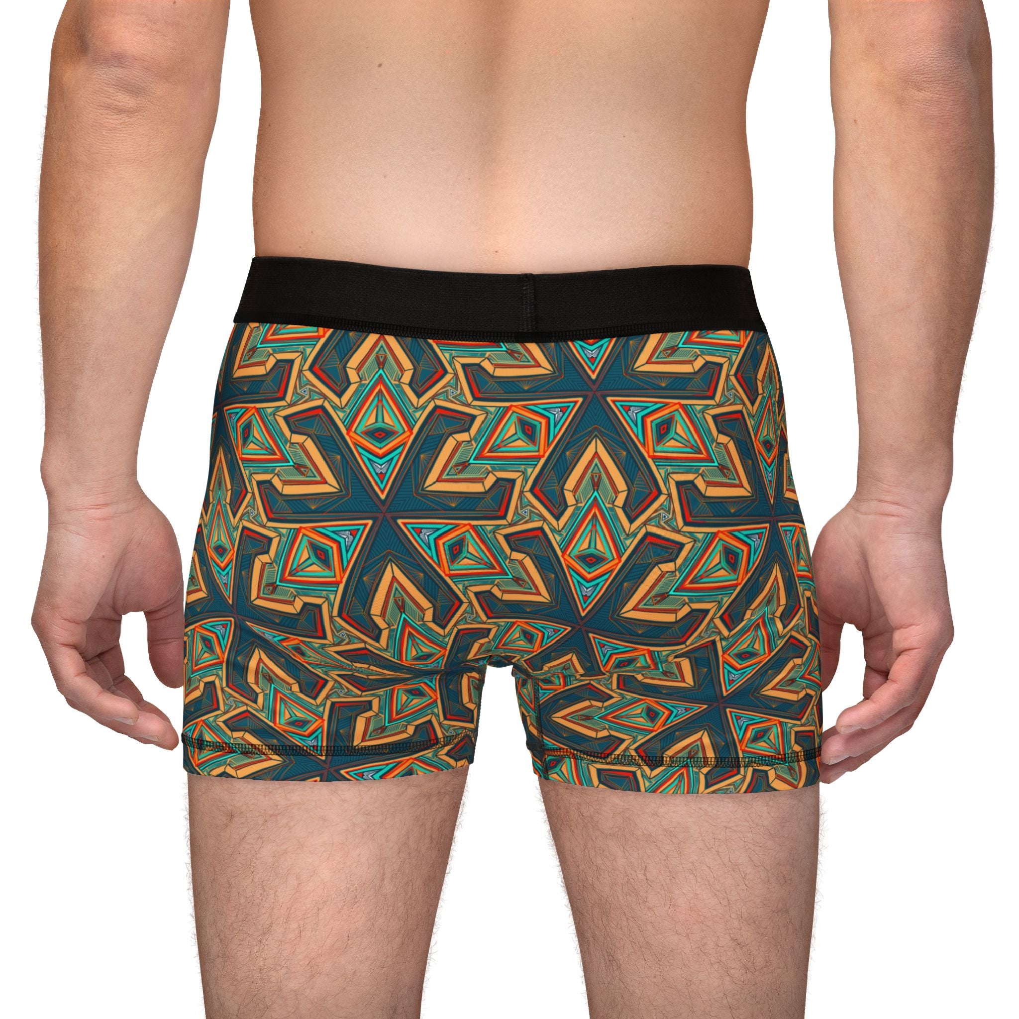 Geometric Olive Pattern Men's Boxer Briefs — All-Over Print Comfort