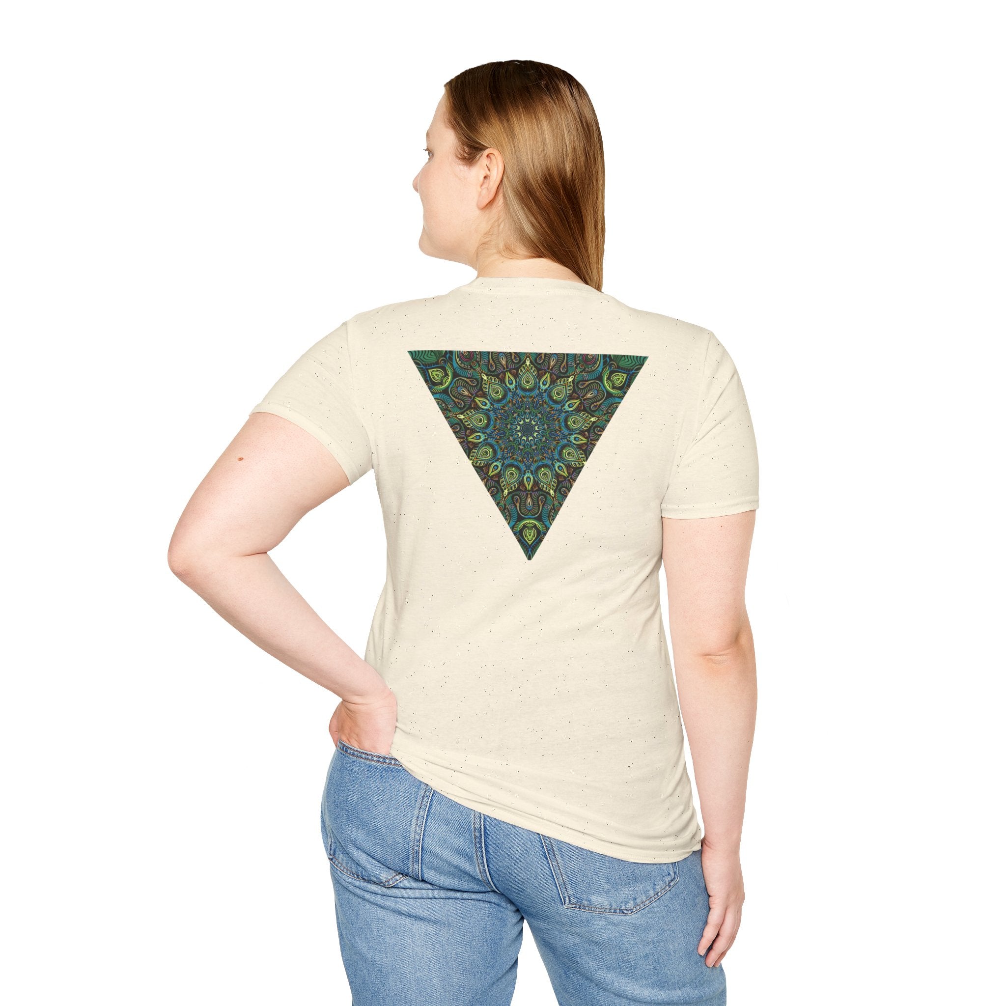 Green Mandala Triangle T-Shirt – Psychedelic Geometric Art Tee # kh9732