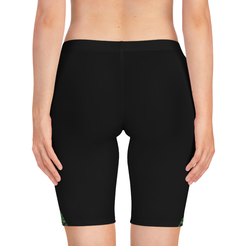 Women's Bike Shorts with Subtle Floral Triangle Accent #s118764