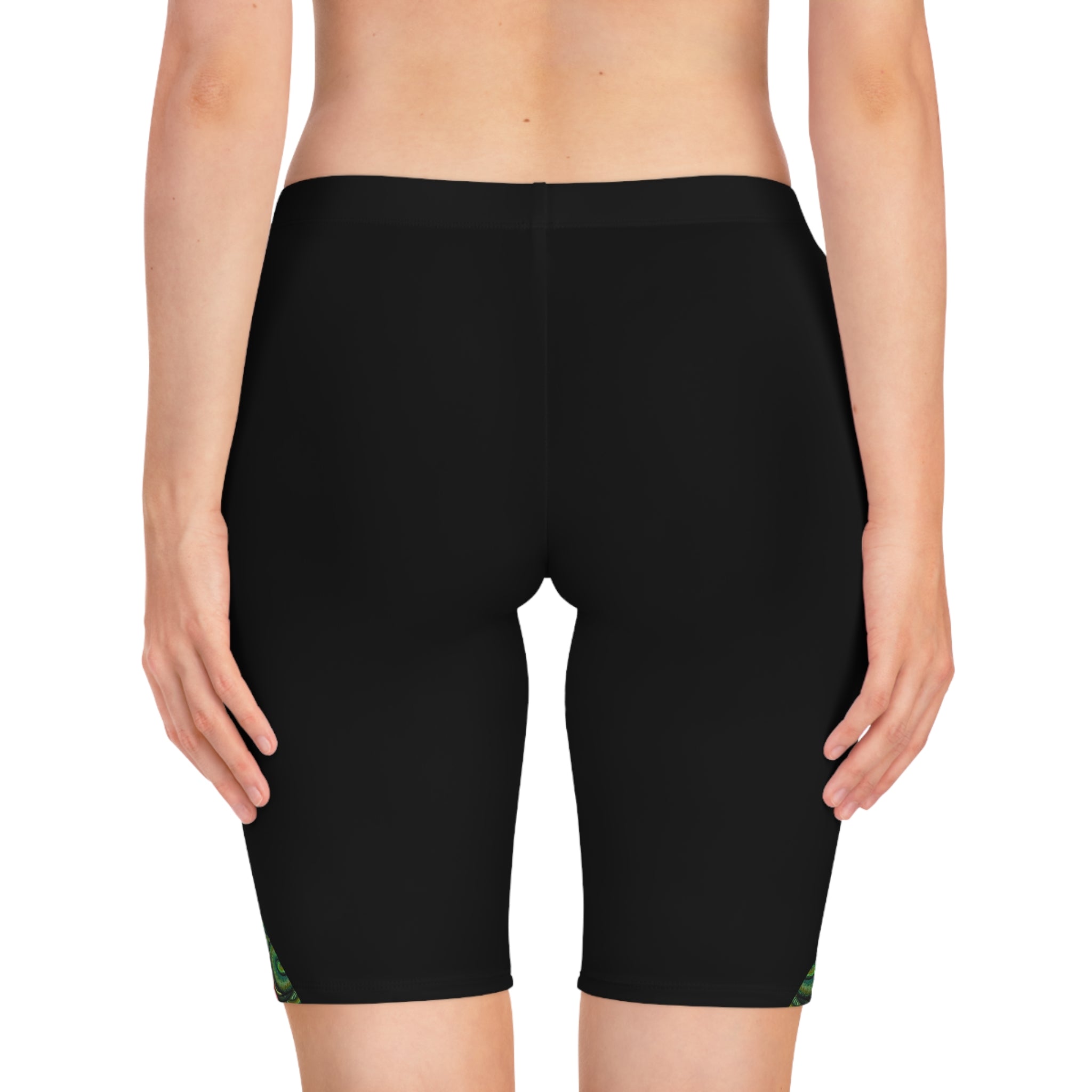 Women's Bike Shorts with Subtle Floral Triangle Accent #s118764
