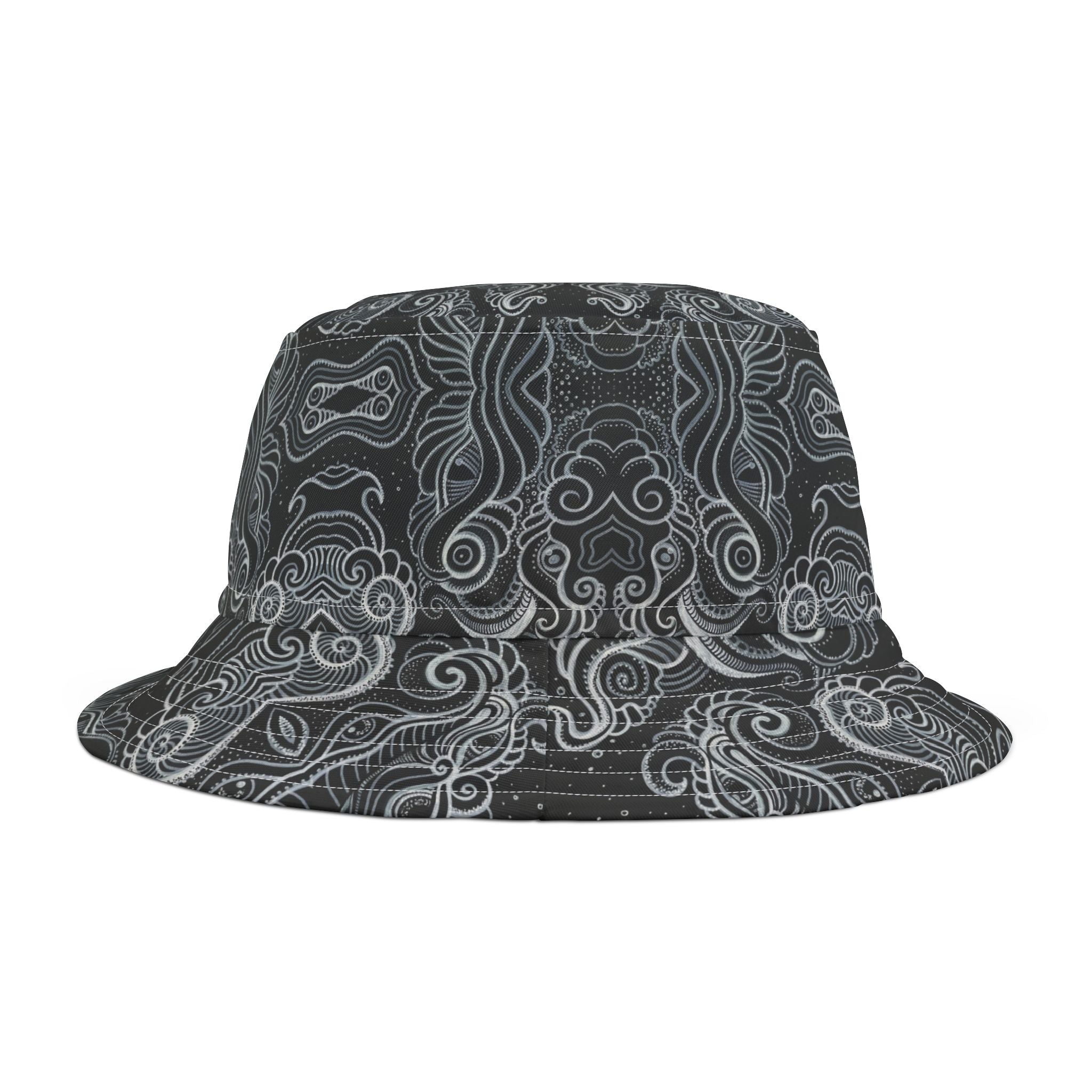 Gray Tribal Swirl Bucket Hat — All-Over Print #bh9