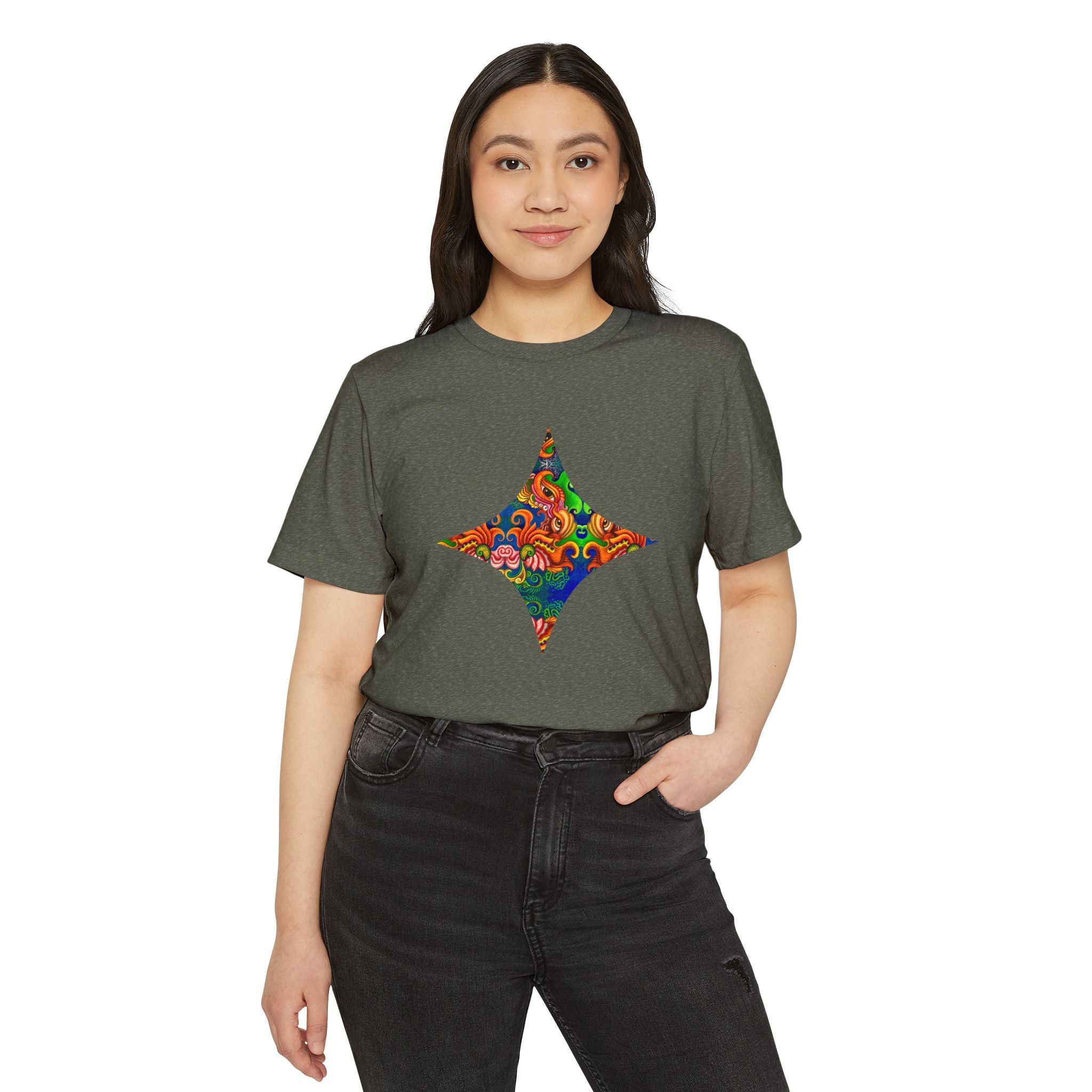 Psychedelic Floral Diamond T‑Shirt — Colorful Retro Pattern Tee #oigr88443