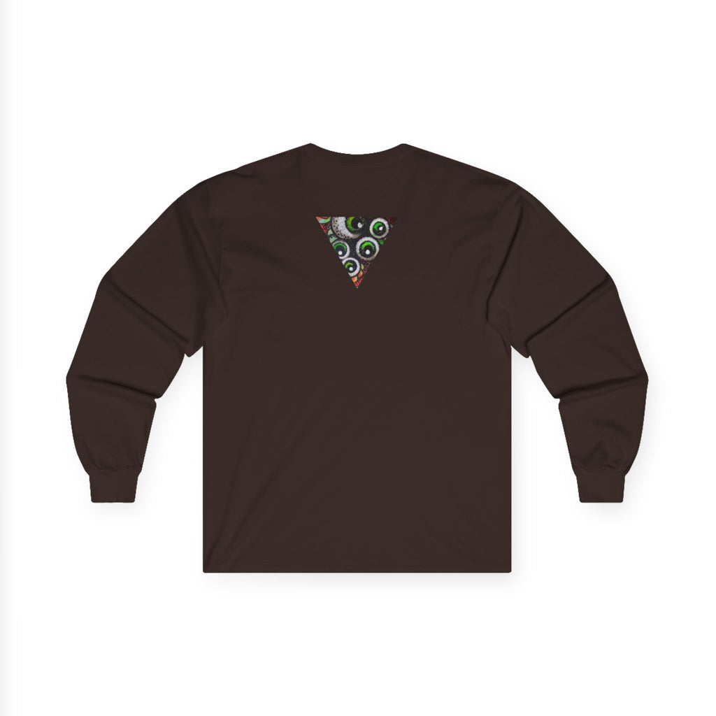 Triangle Camo Graphic Long Sleeve Tee — Minimal Military-Inspired Chest Print #k646&