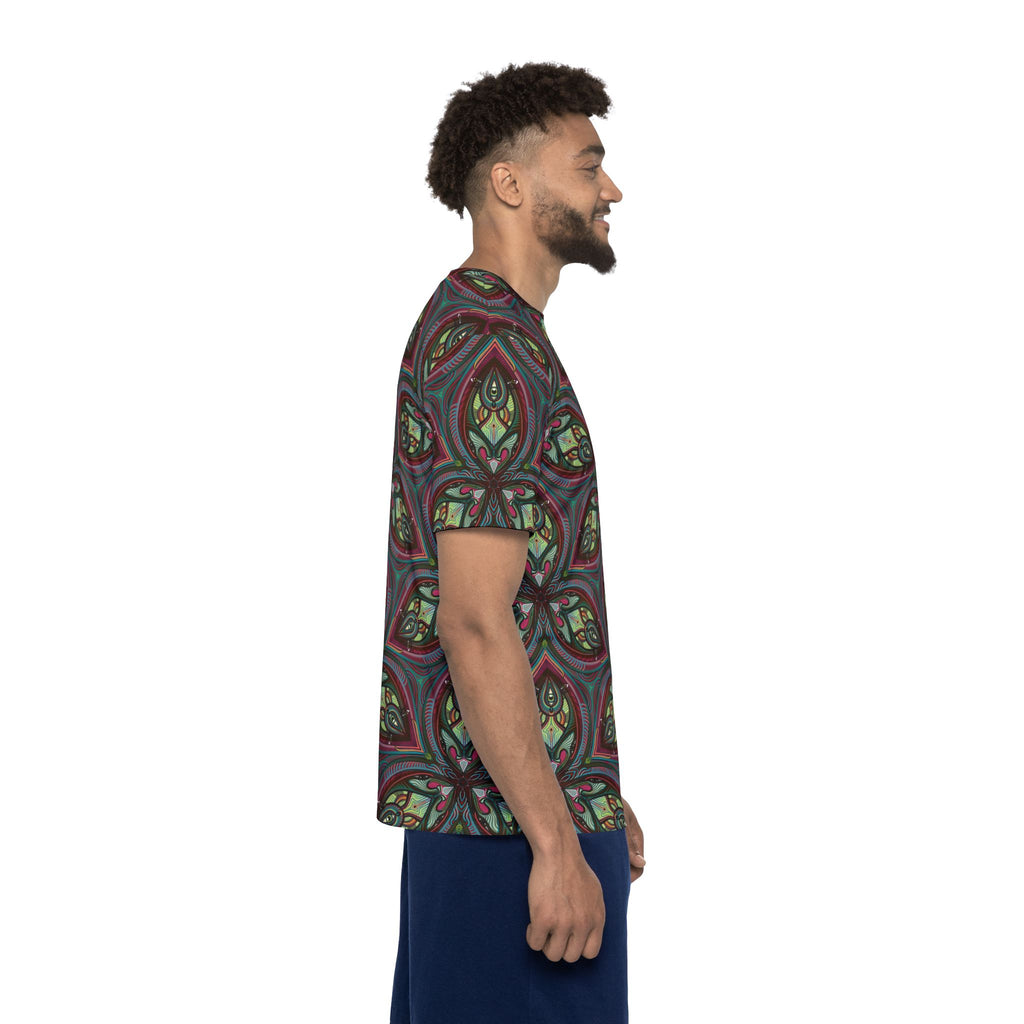 Men's Allover Print Jersey — Retro Kaleidoscope Floral Pattern #gab348
