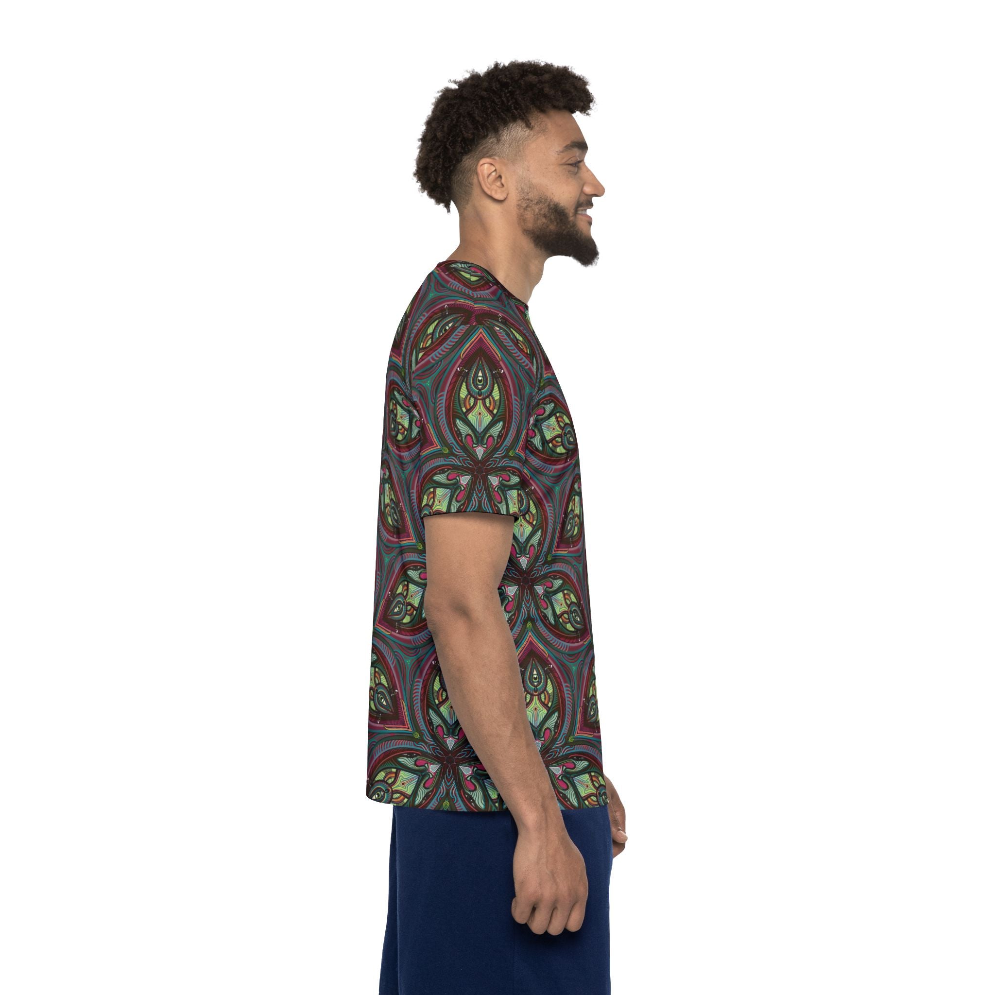 Men's Allover Print Jersey — Retro Kaleidoscope Floral Pattern #gab348
