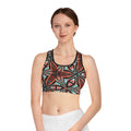 Retro Floral Kaleidoscope Sports Bra — Bold Red & Teal All-Over-Print #ugf826149