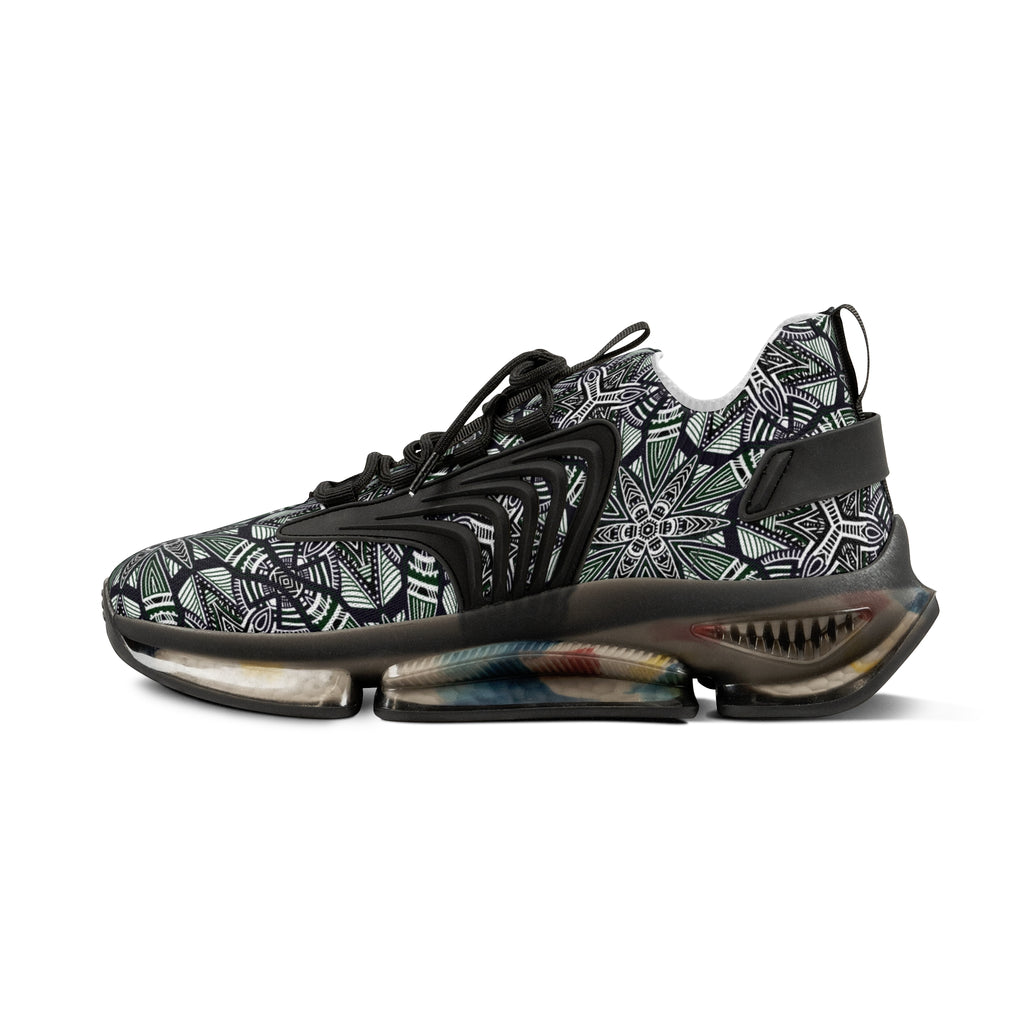 Men's Mesh Sneakers — Green Geometric Athletic Shoes #h08657