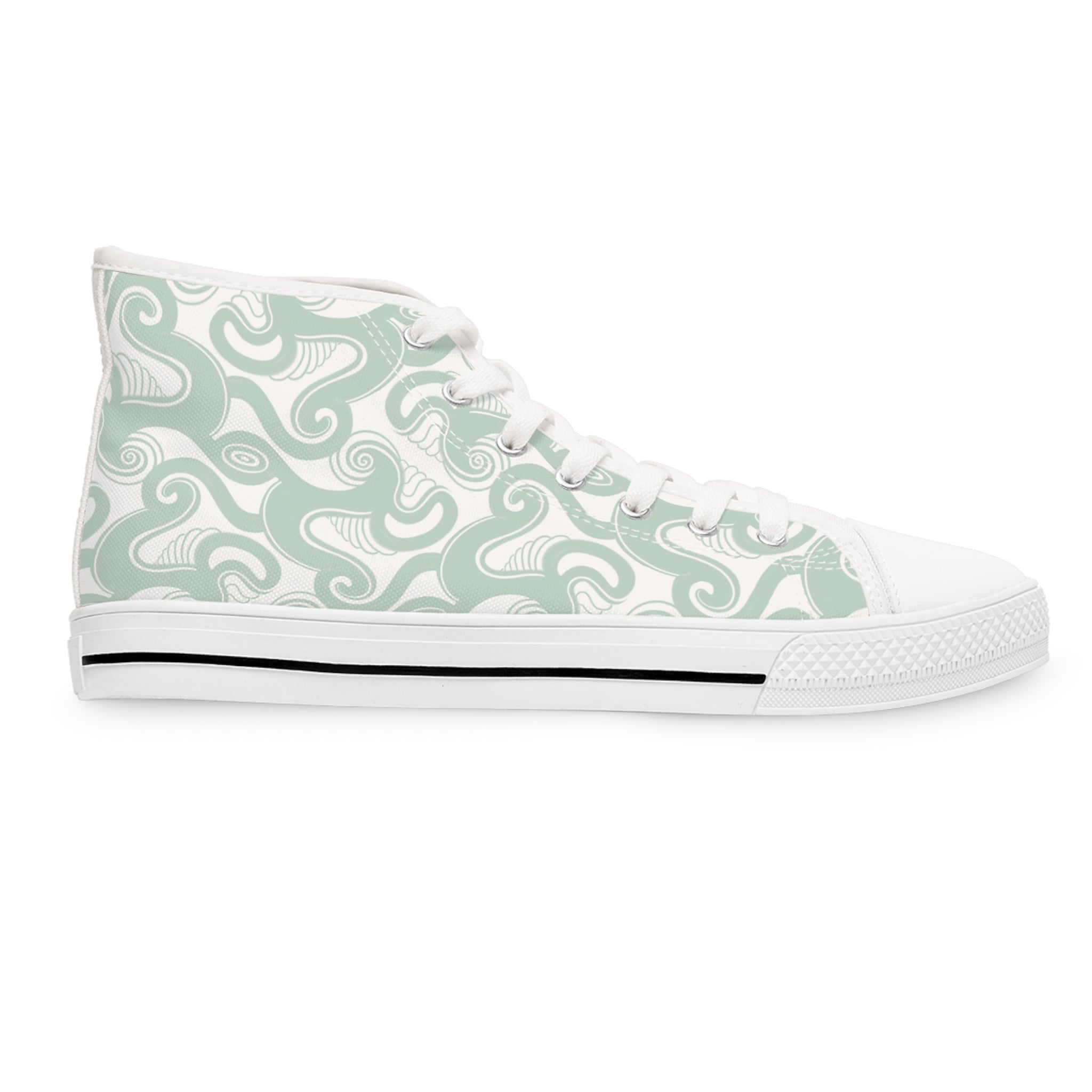 Women's High Top Sneakers — Mint Swirl Pattern Casual Canvas Shoes #st542887
