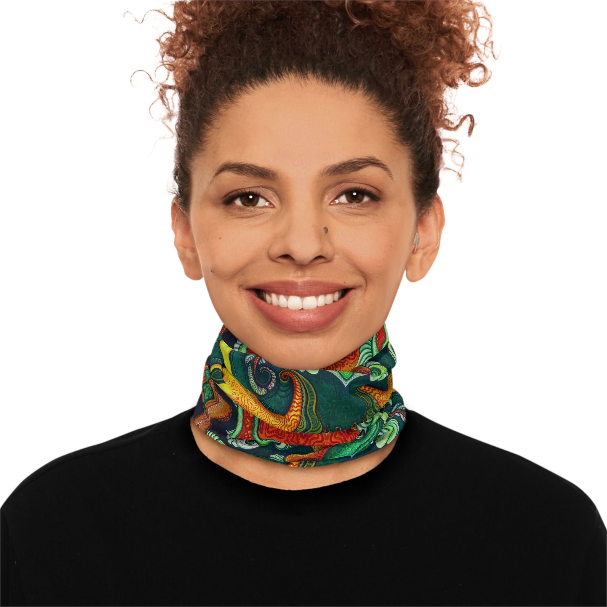Psychedelic Green Masked Pattern Lightweight Neck Gaiter #ph97424
