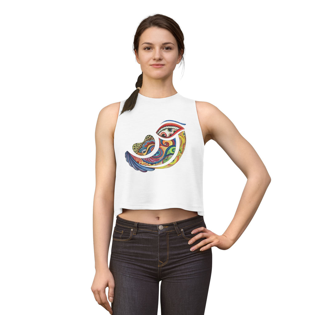 Crop Top — Colorful Psychedelic Bird Illustration Tank for Women #a364