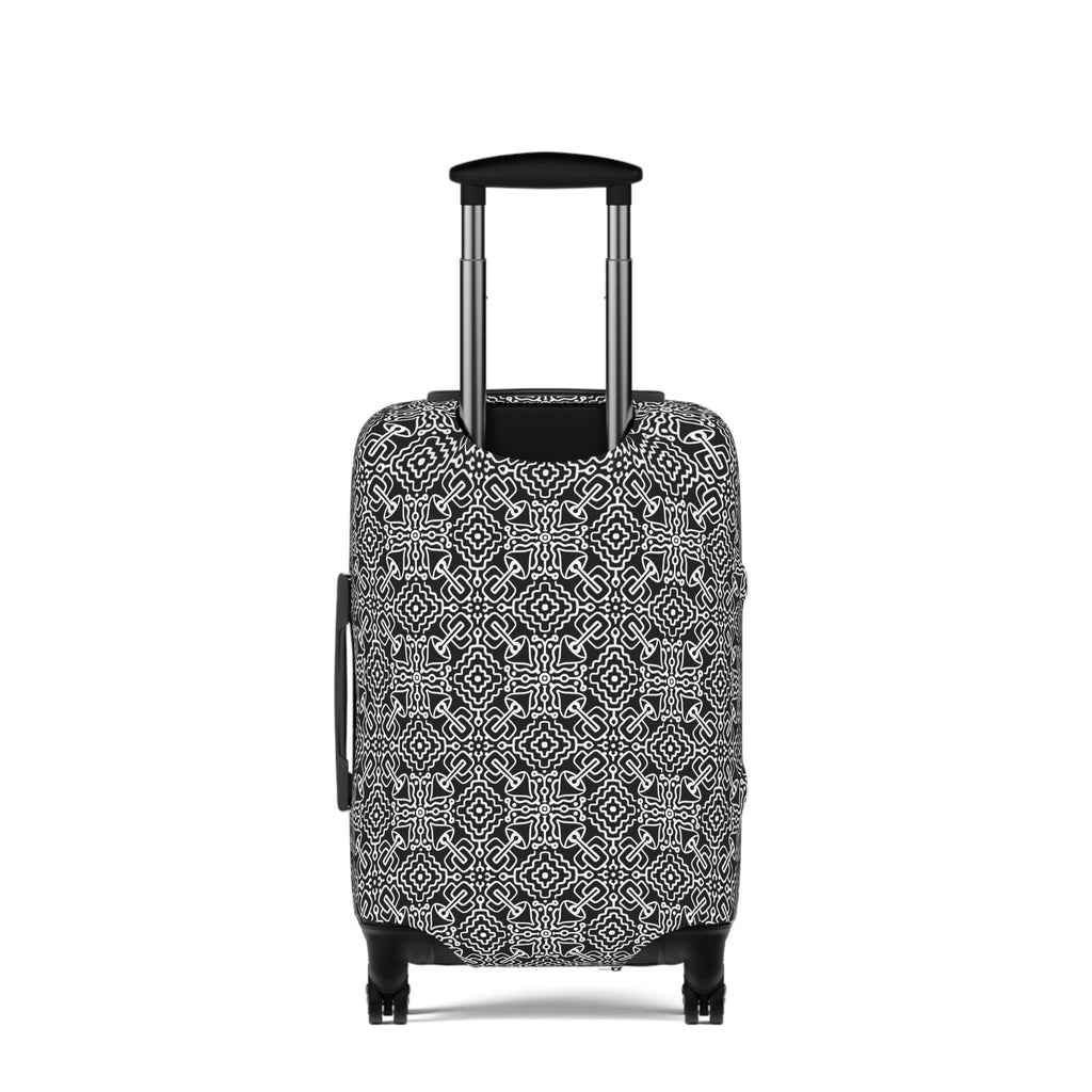 Black & White Moroccan Tile Luggage Cover - Travel Protector for Suitcases #as4463