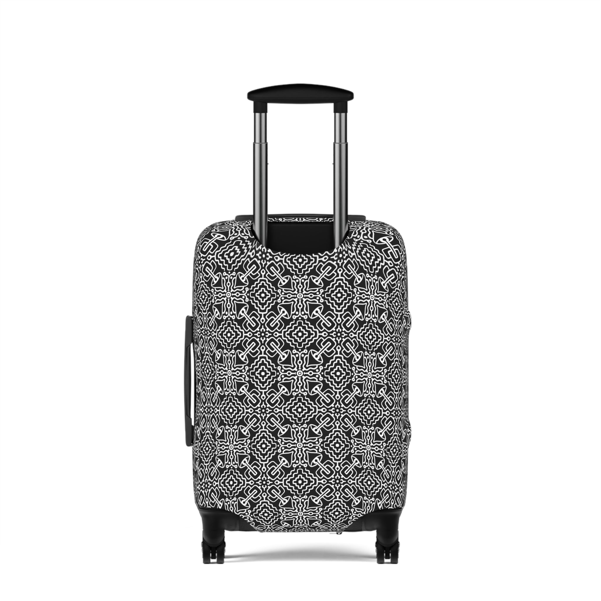 Black & White Moroccan Tile Luggage Cover - Travel Protector for Suitcases #as4463