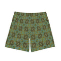 Men's Patterned Beach Shorts — Olive Geometric Kaleidoscope Print #h8764789