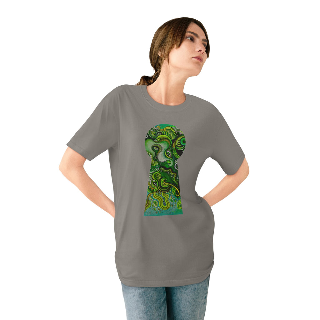 Keyhole Psychedelic T-Shirt — Green Abstract Art Tee #tsg219