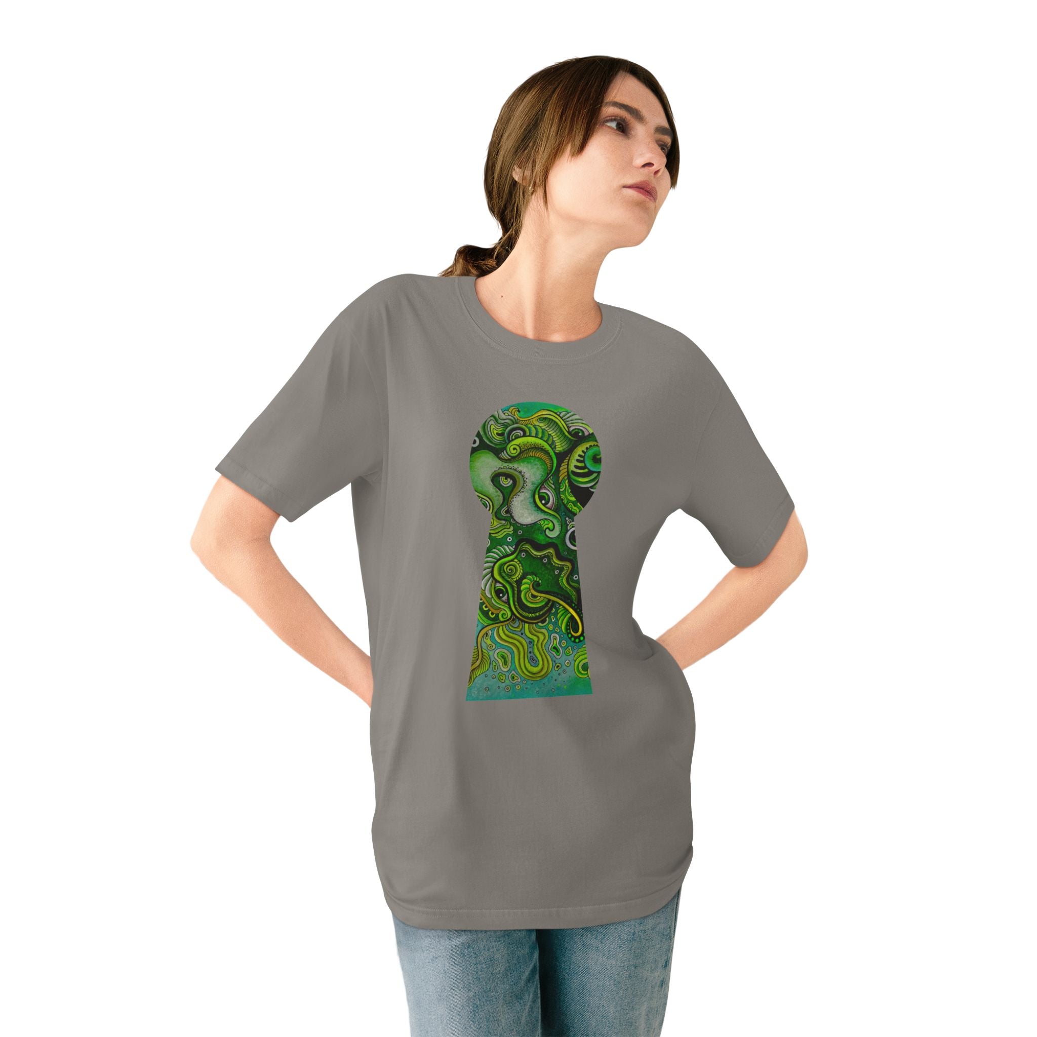 Keyhole Psychedelic T-Shirt — Green Abstract Art Tee #tsg219