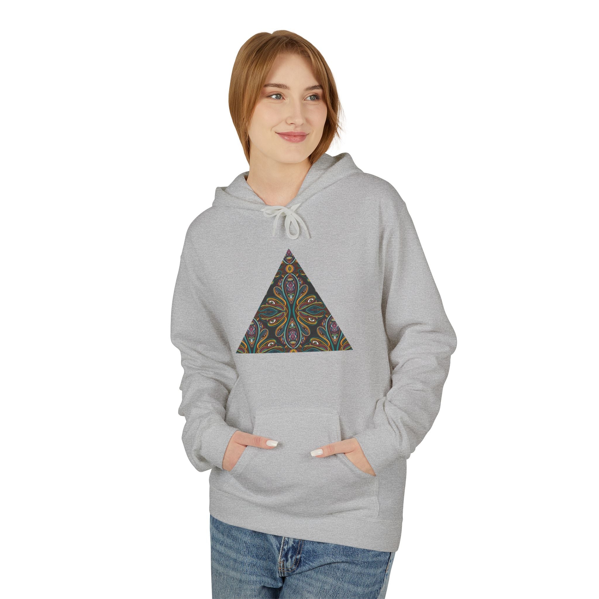 Geometric Mosaic Triangle Hoodie — Decorative Pattern Pullover #i865678