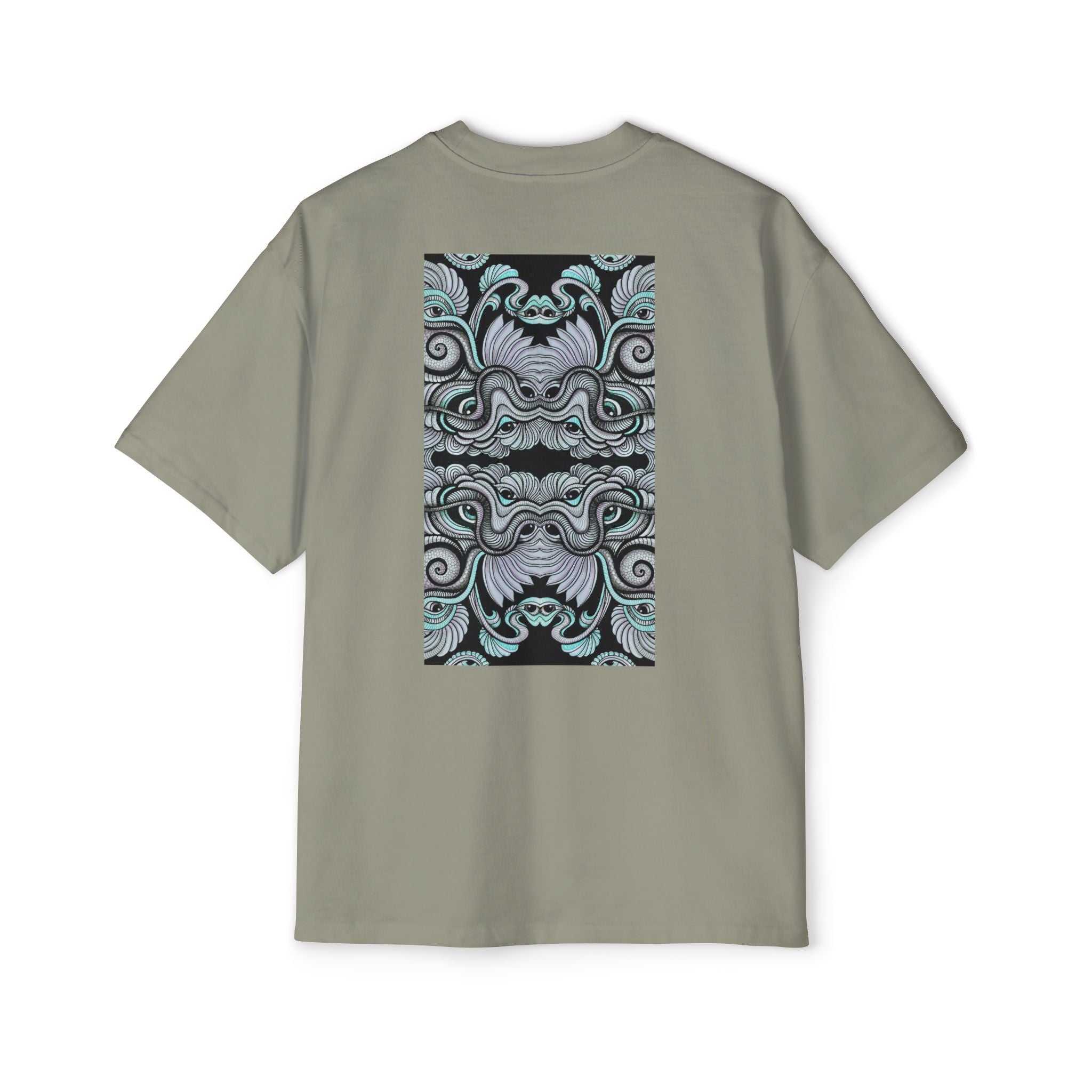 Men's Oversized Tee — Geometric Wave Pattern Diamond & Back Panel Graphic #gwp21