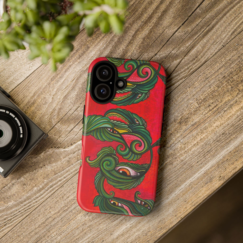 Floral Vine Red Tough Phone Case — Protective Botanical iPhone Cover #t992213