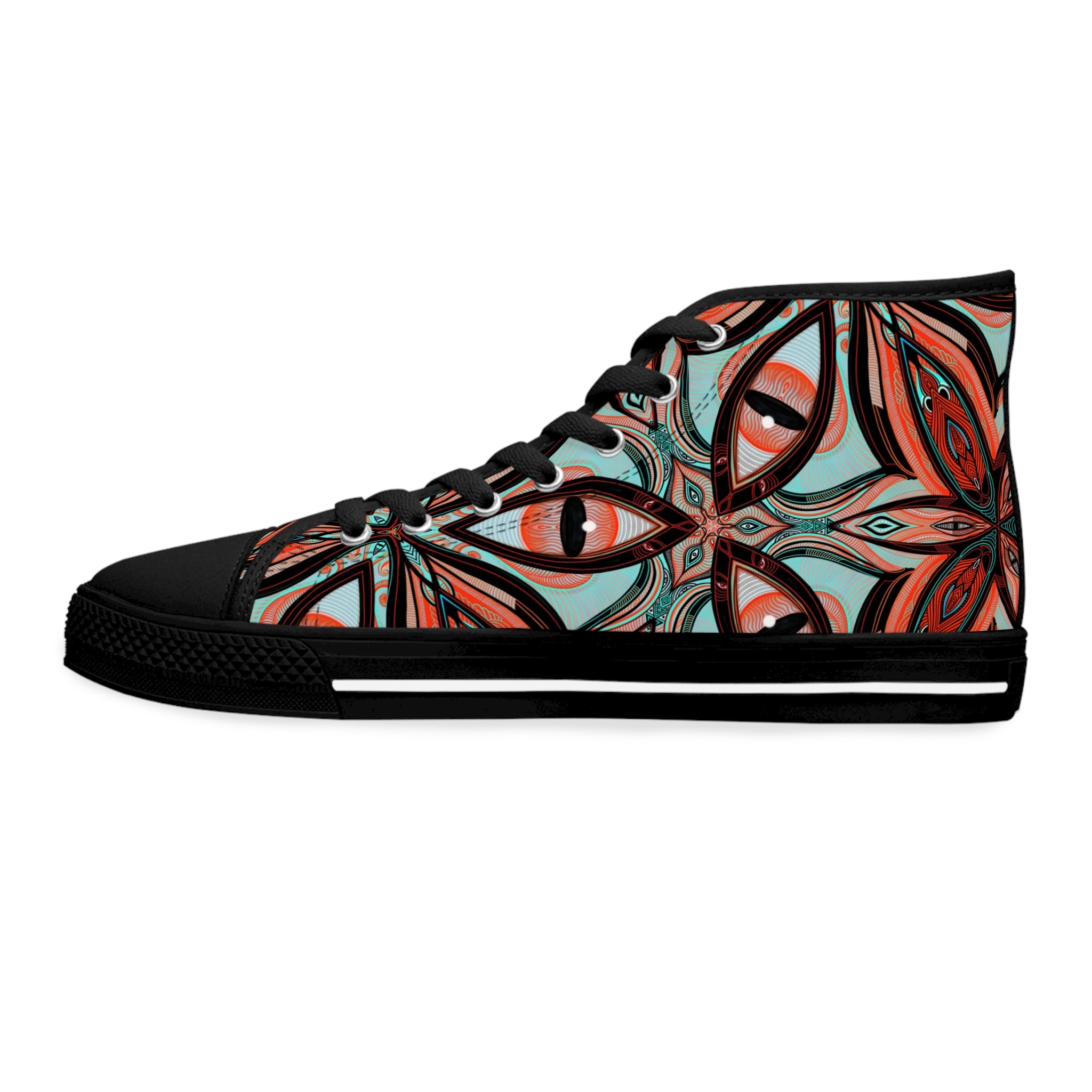 Women's High Top Sneakers — Boho Kaleidoscope Floral Pattern #ht8630
