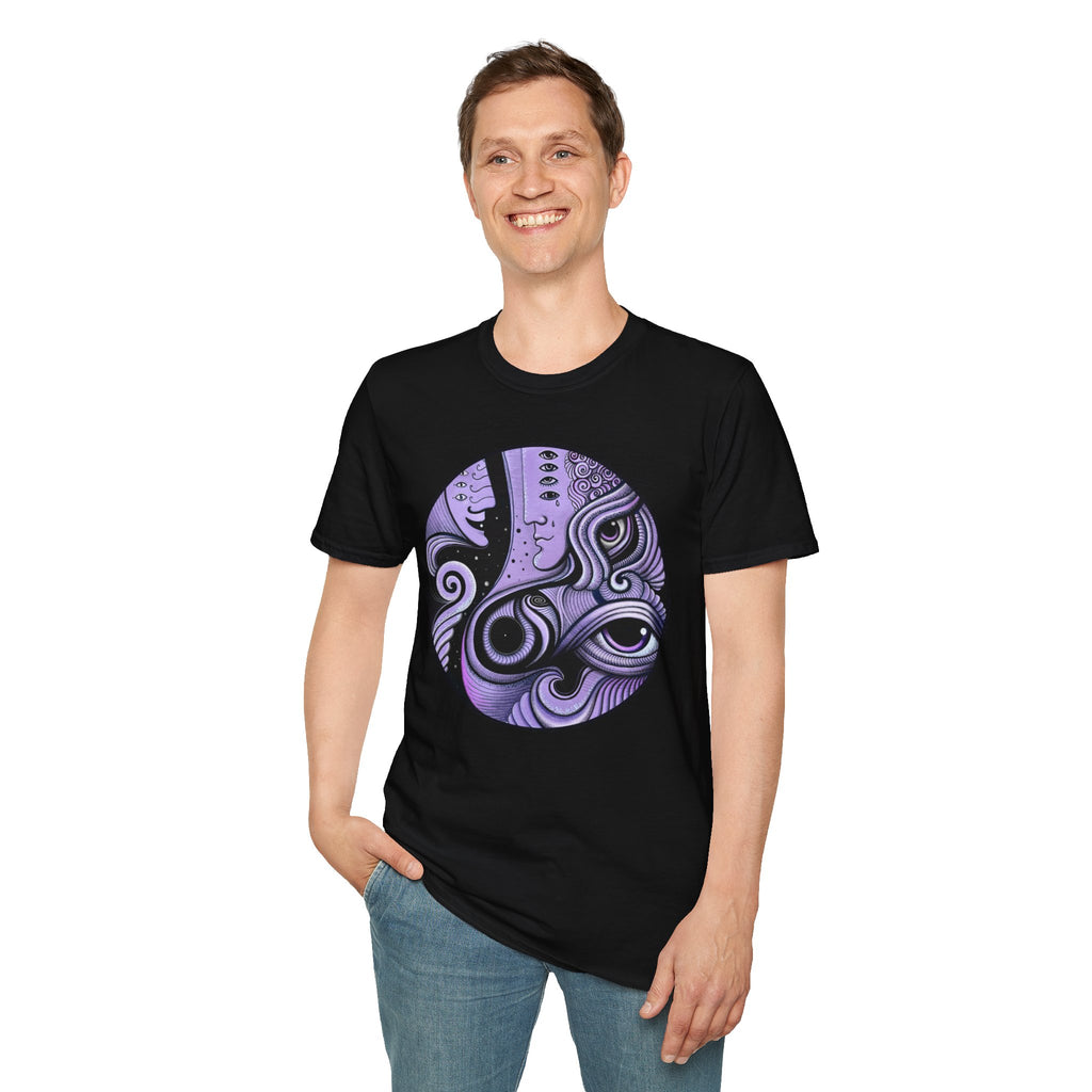 Abstract Purple Swirl Art T-Shirt | Psychedelic Keyhole Design