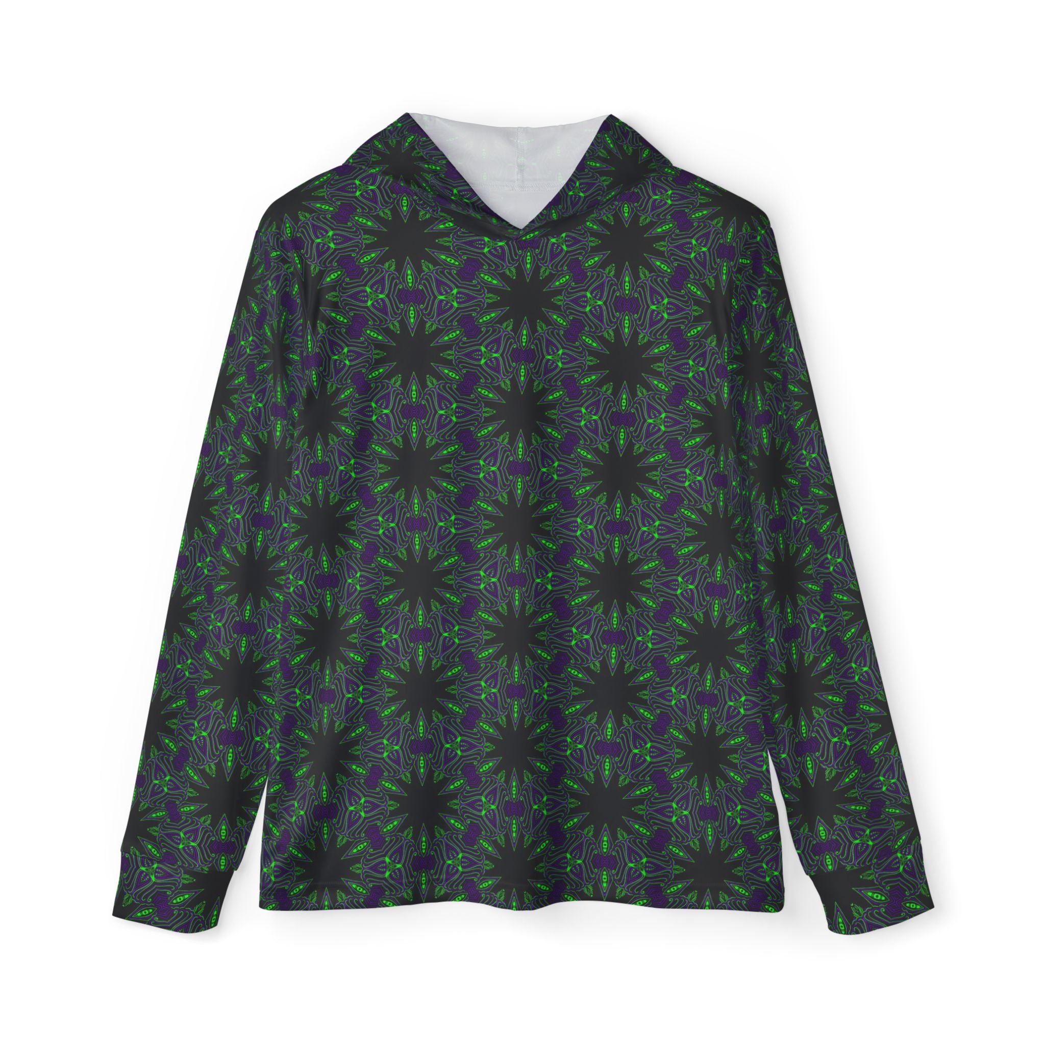 Men's Athletic Hoodie — Dark Green Kaleidoscope All-Over Print Warmup Pullover #sa2297