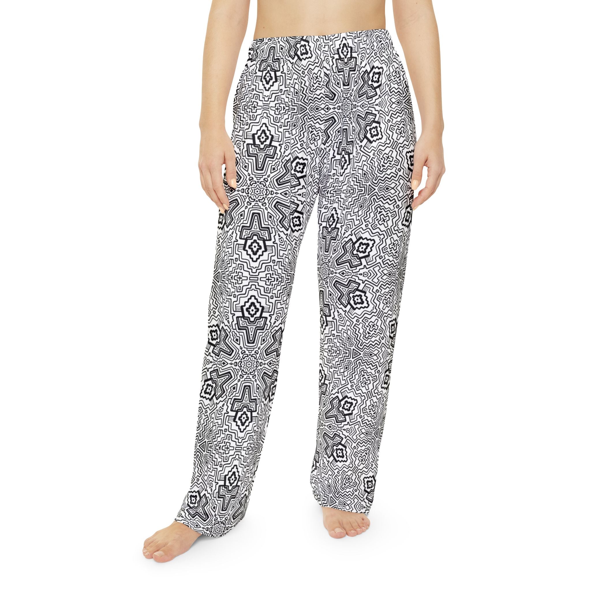 Women's Pajama Pants — Monochrome Kaleidoscope Lounge Pants #lp47766