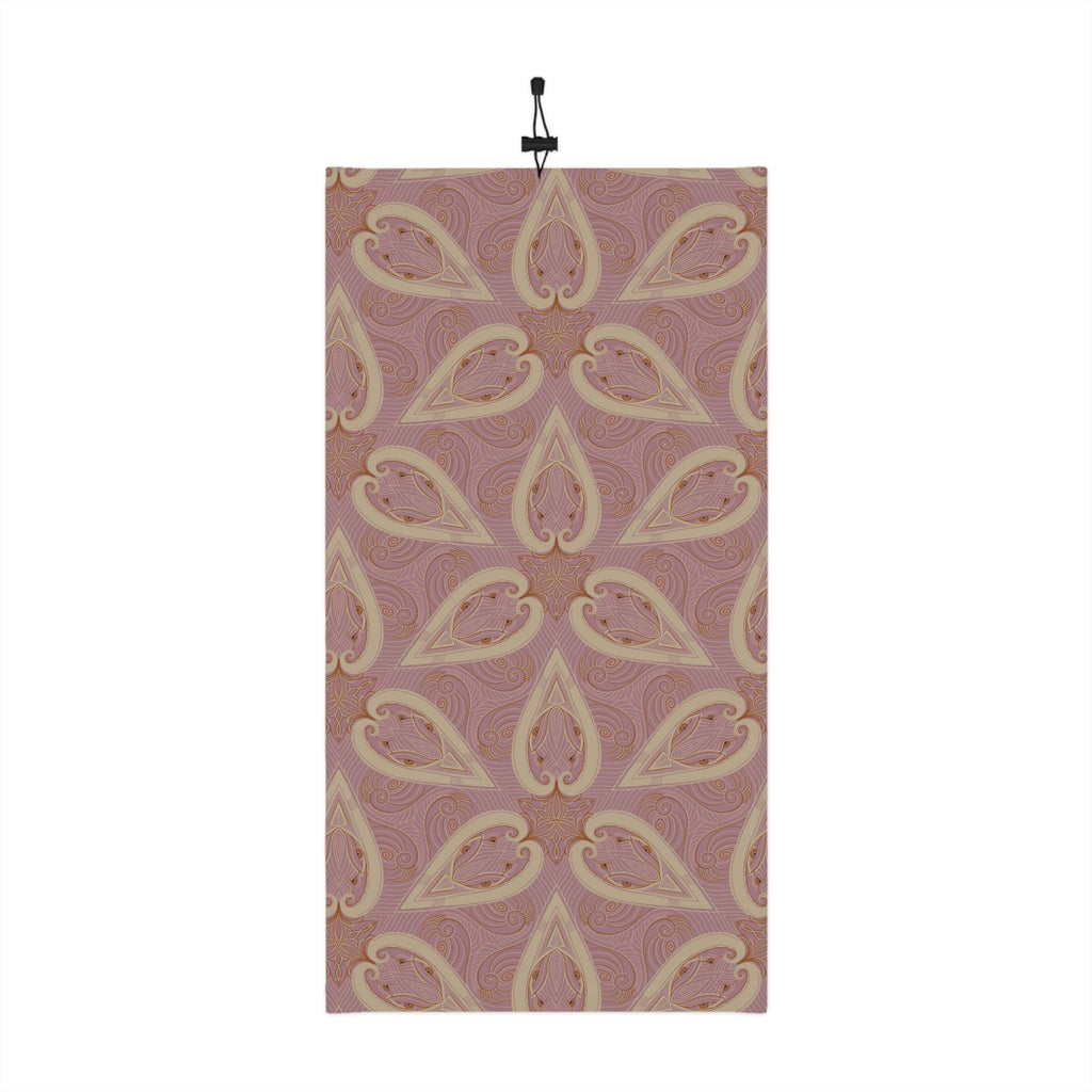 Pink Paisley Winter Neck Gaiter with Drawstring — Cozy Floral Face Scarf #g8654346