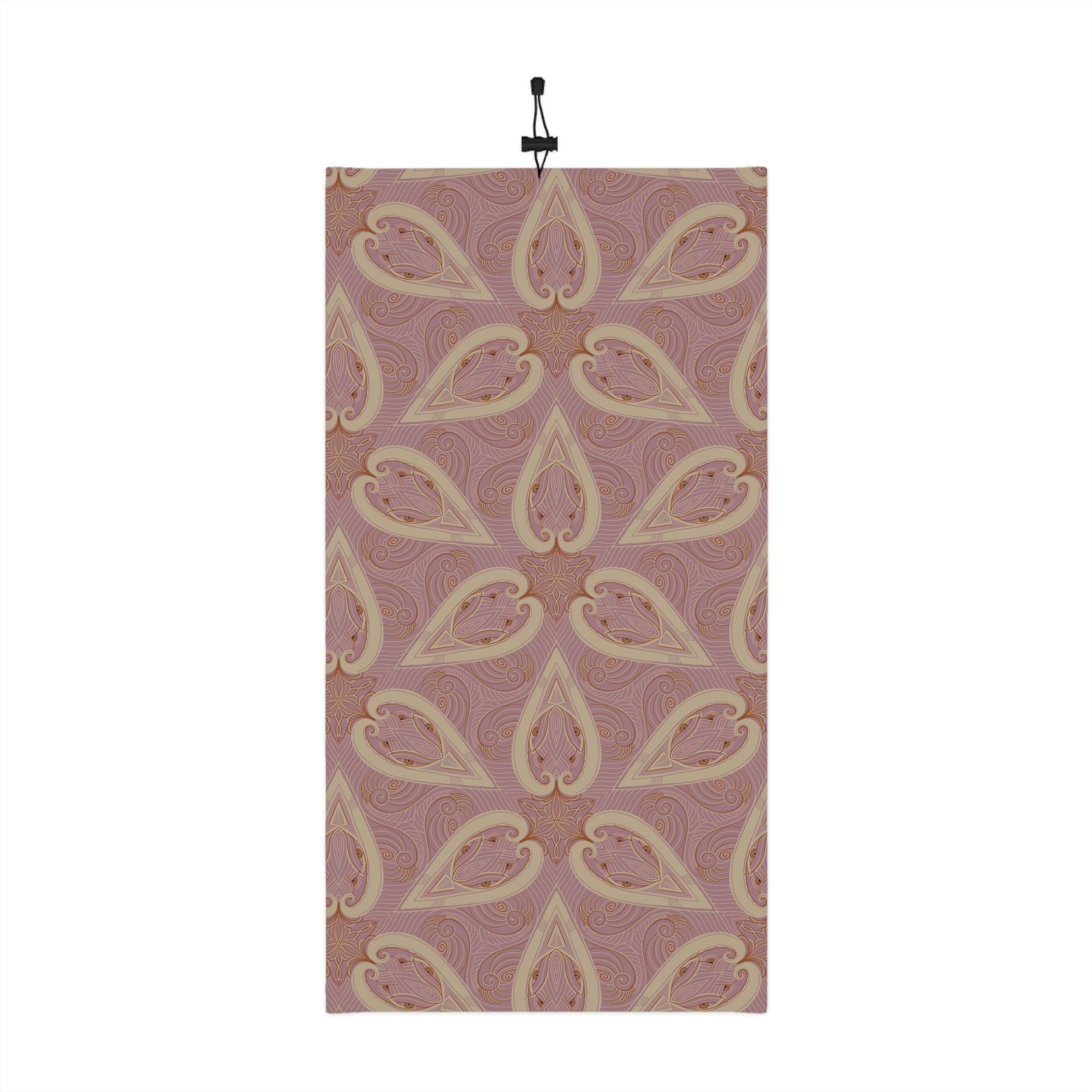 Pink Paisley Winter Neck Gaiter with Drawstring — Cozy Floral Face Scarf #g8654346