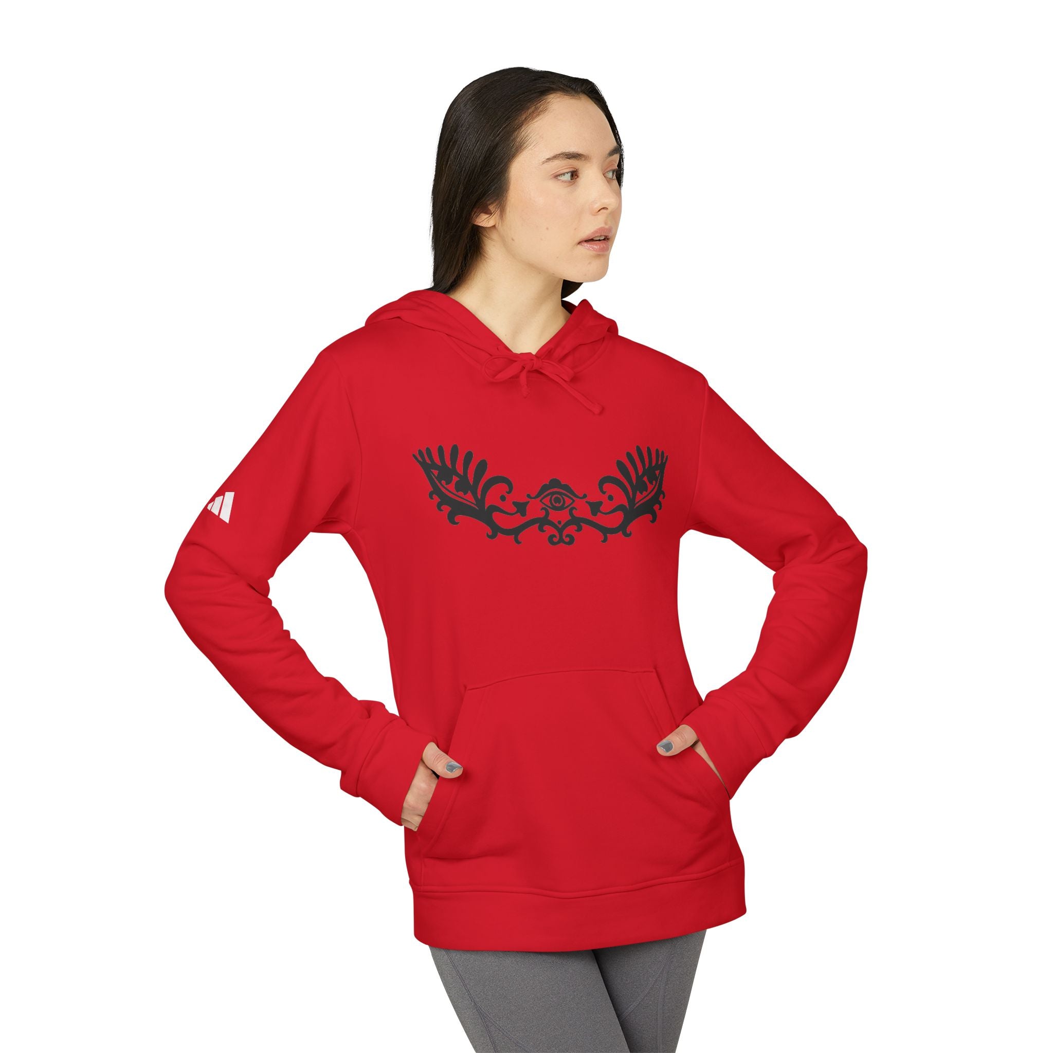 Adidas Hoodie — Ornamental Symmetry Black Graphic Zip-Up #y086467