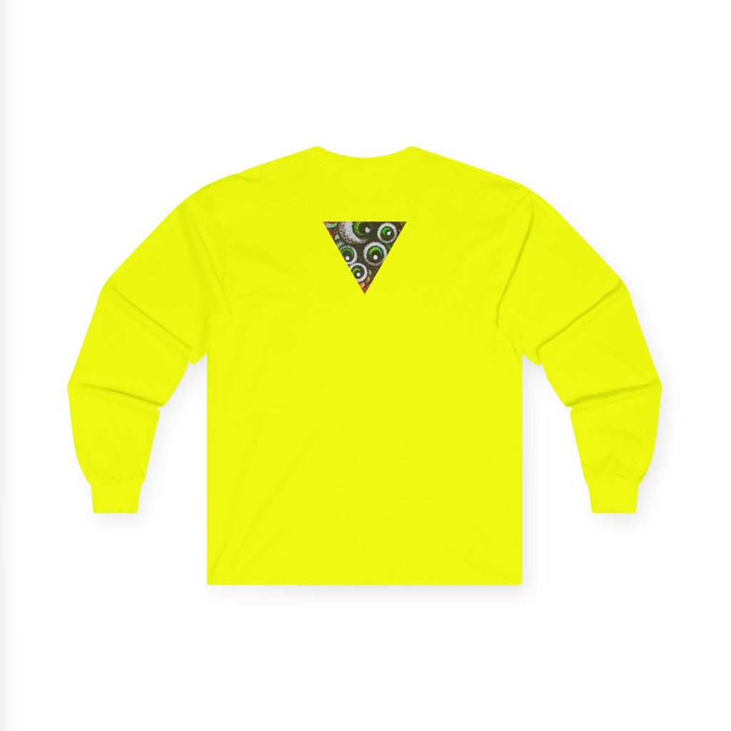 Triangle Camo Graphic Long Sleeve Tee — Minimal Military-Inspired Chest Print #k646&