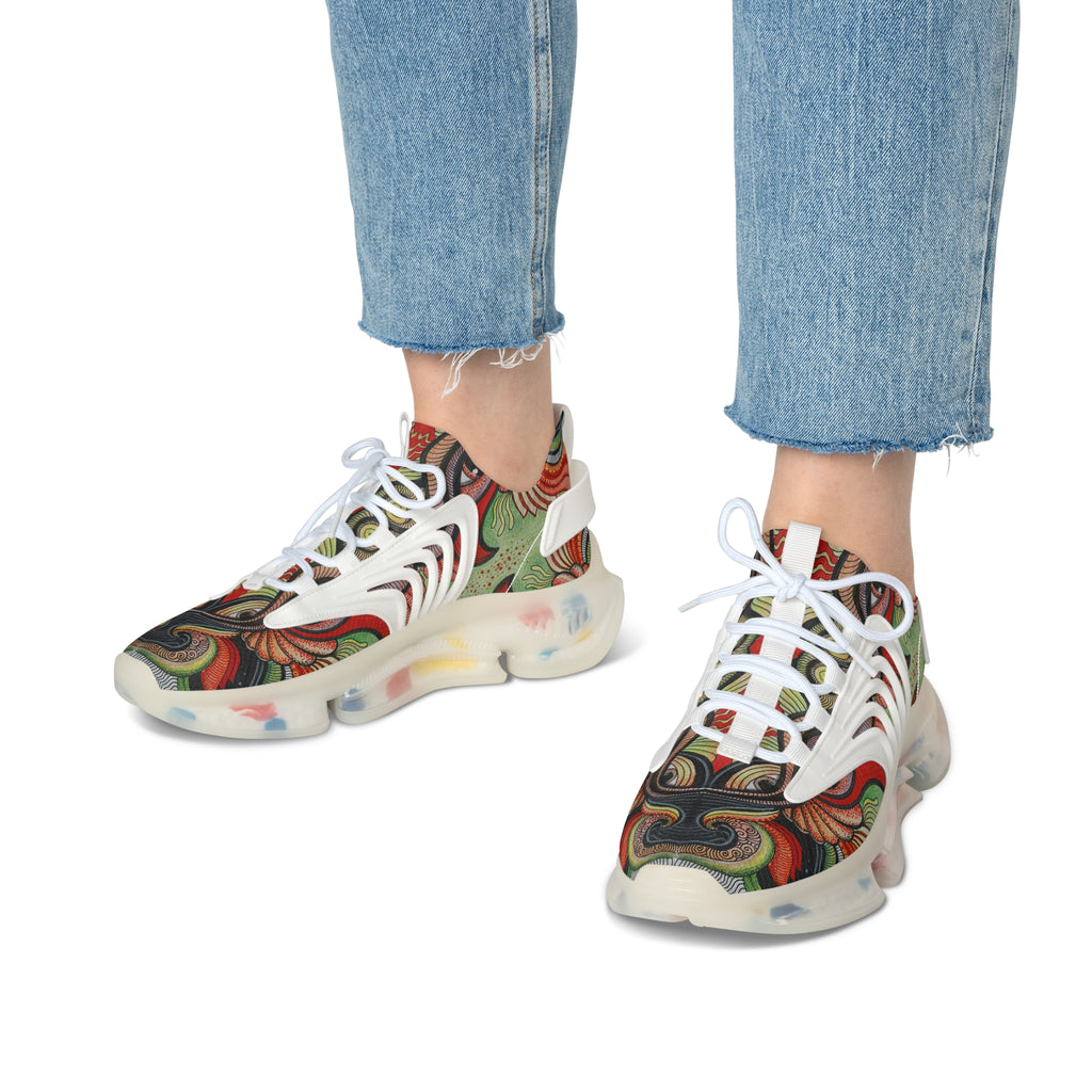 Women's Mesh Sneakers — Vintage Swirl Pattern Athletic Shoes #f3555522