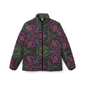 Puffer Jacket — Psychedelic Floral Kaleidoscope Print, Women's All-Over Pattern #pj469