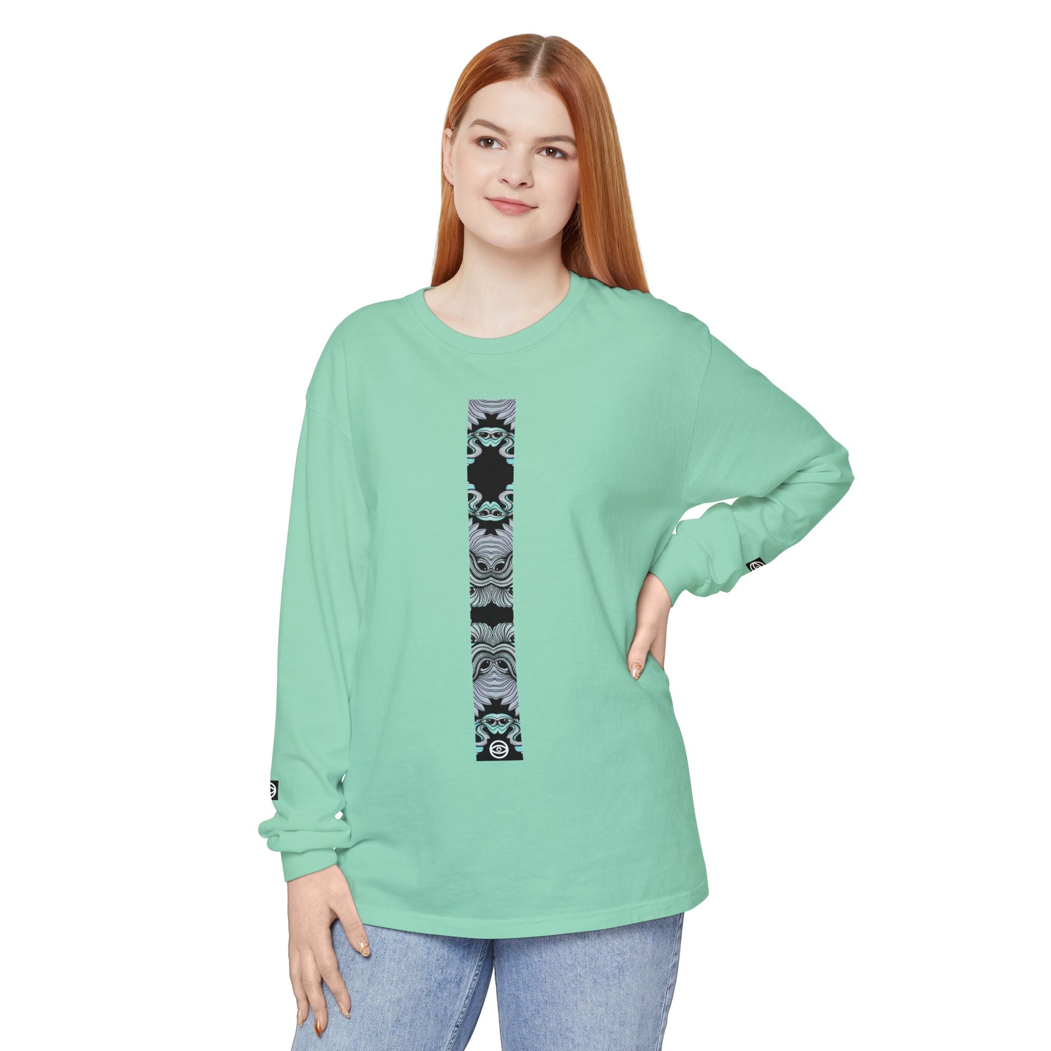 Men's/Women's Long Sleeve T-Shirt — Vertical Geometric Stripe Graphic #kjgd64258