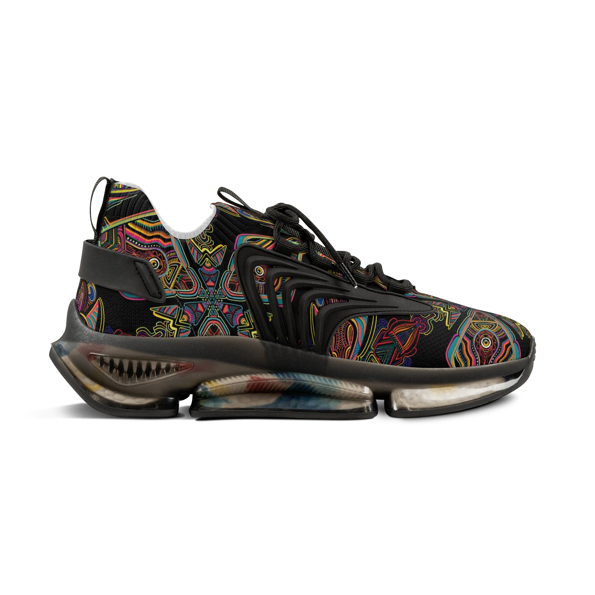 Men's Mesh Sneakers — Kaleidoscope Abstract Pattern Athletic Shoes #ijg8843