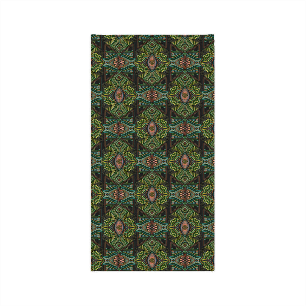 Green Geometric Neck Gaiter — Botanical Kaleidoscope Face Mask #ng4