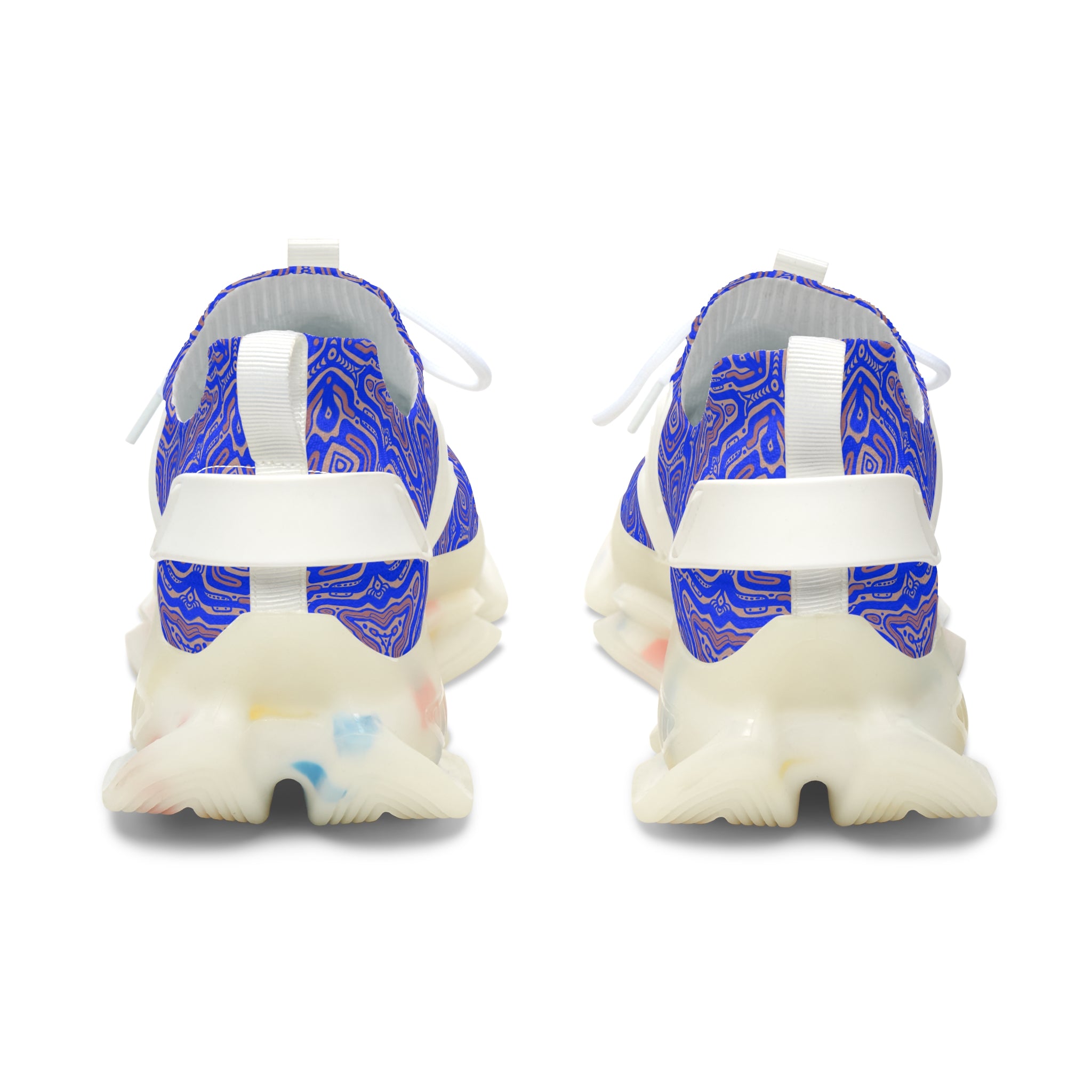 Mesh Sneakers — Blue Abstract Geo Pattern Women's Athletic Shoes #h975789