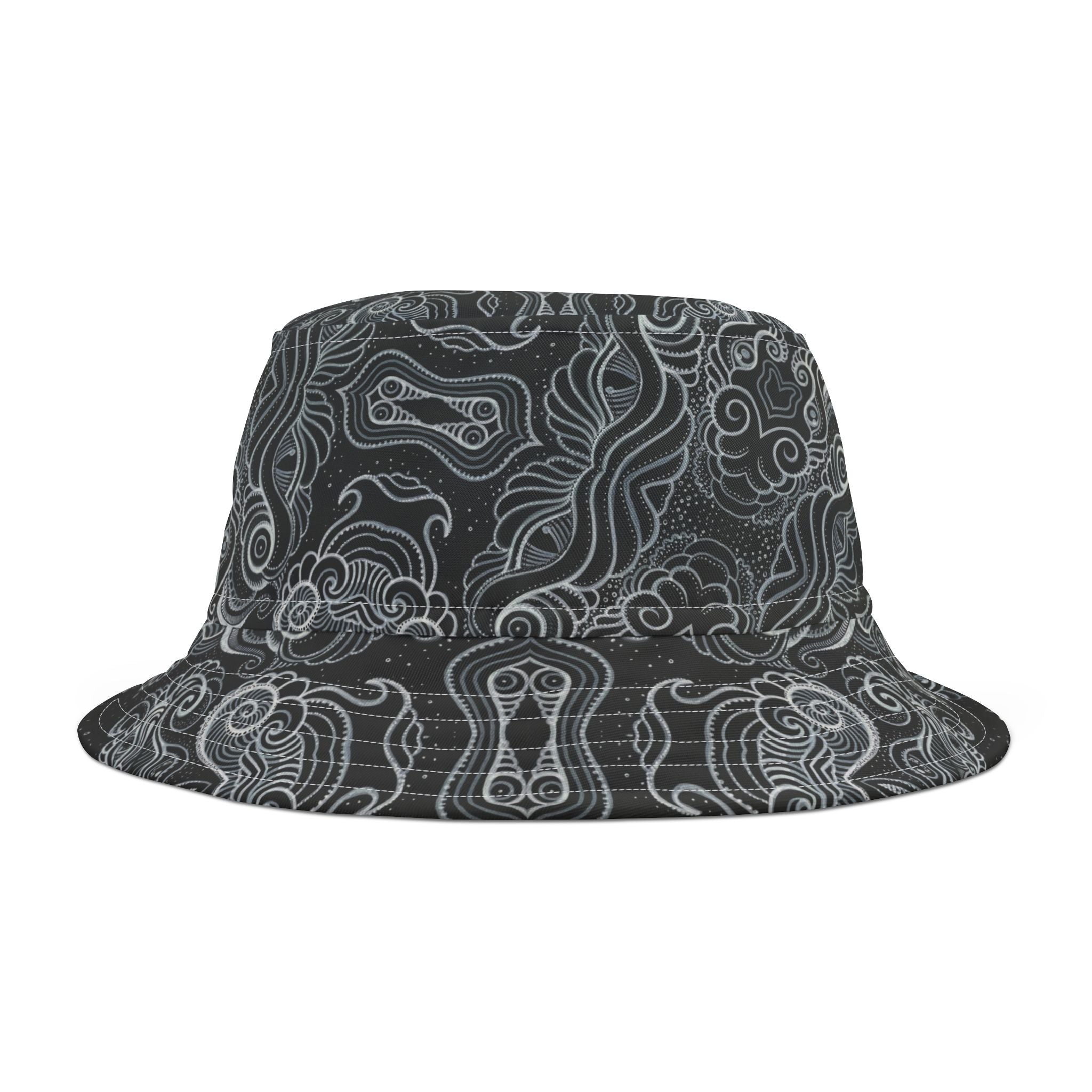 Gray Tribal Swirl Bucket Hat — All-Over Print #bh9