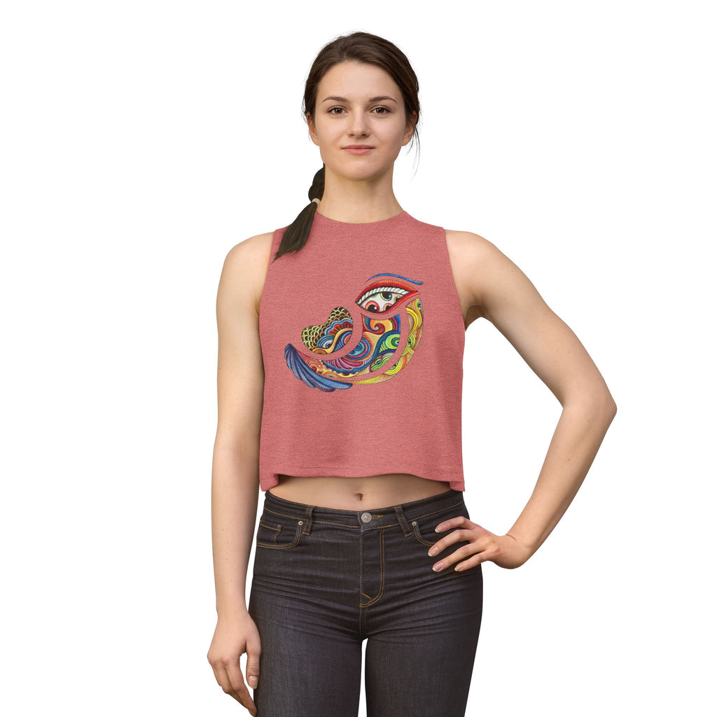 Crop Top — Colorful Psychedelic Bird Illustration Tank for Women #a364