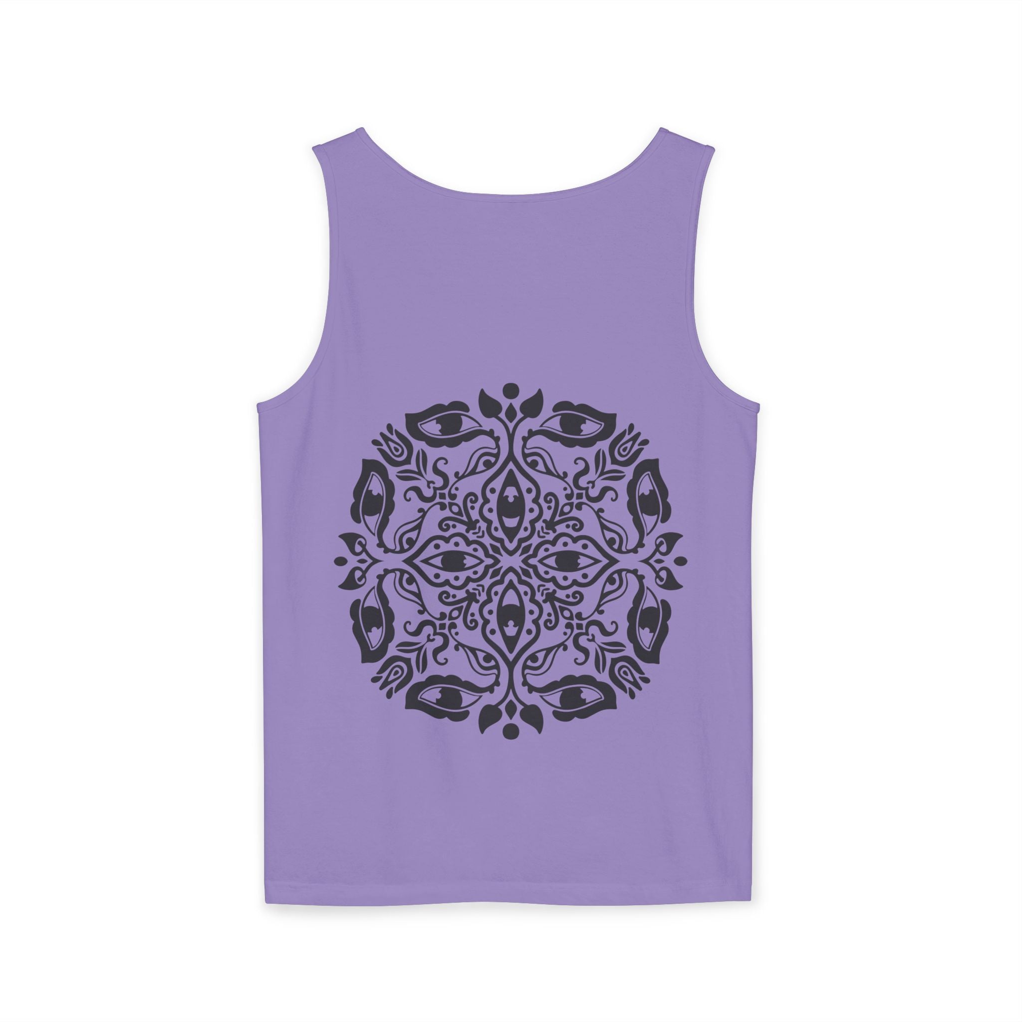 Boho Mandala Tank Top — Black Floral Circular Graphic Tank #fr3