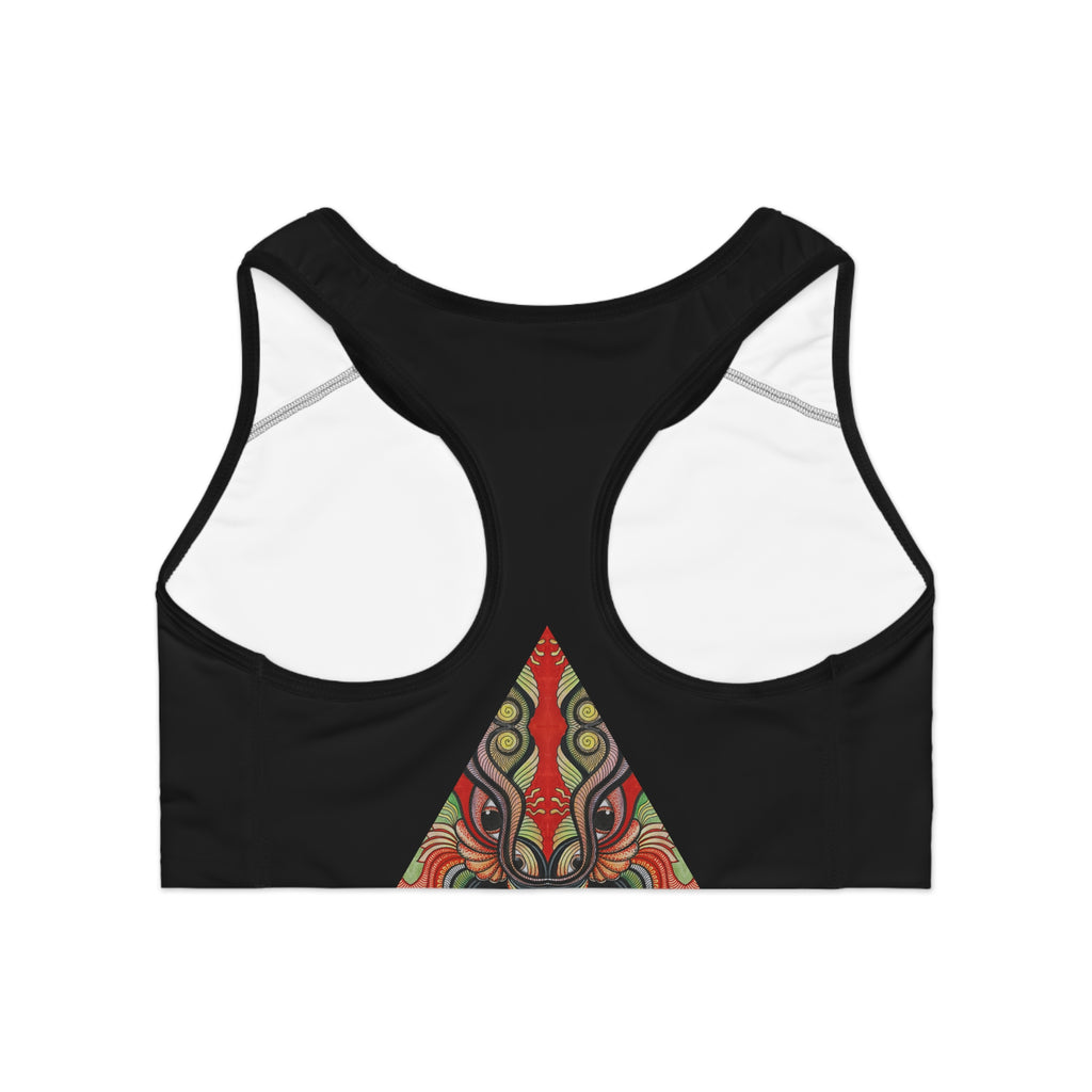 Tribal Triangle Sports Bra — Colorful Geometric Activewear #d34686