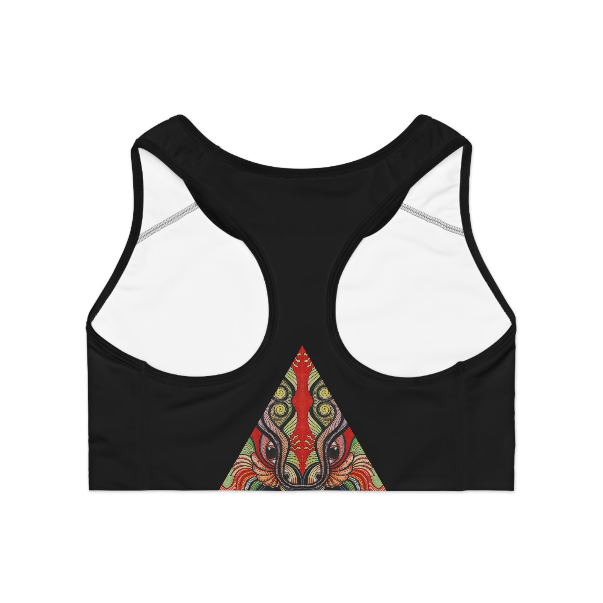 Tribal Triangle Sports Bra — Colorful Geometric Activewear #d34686