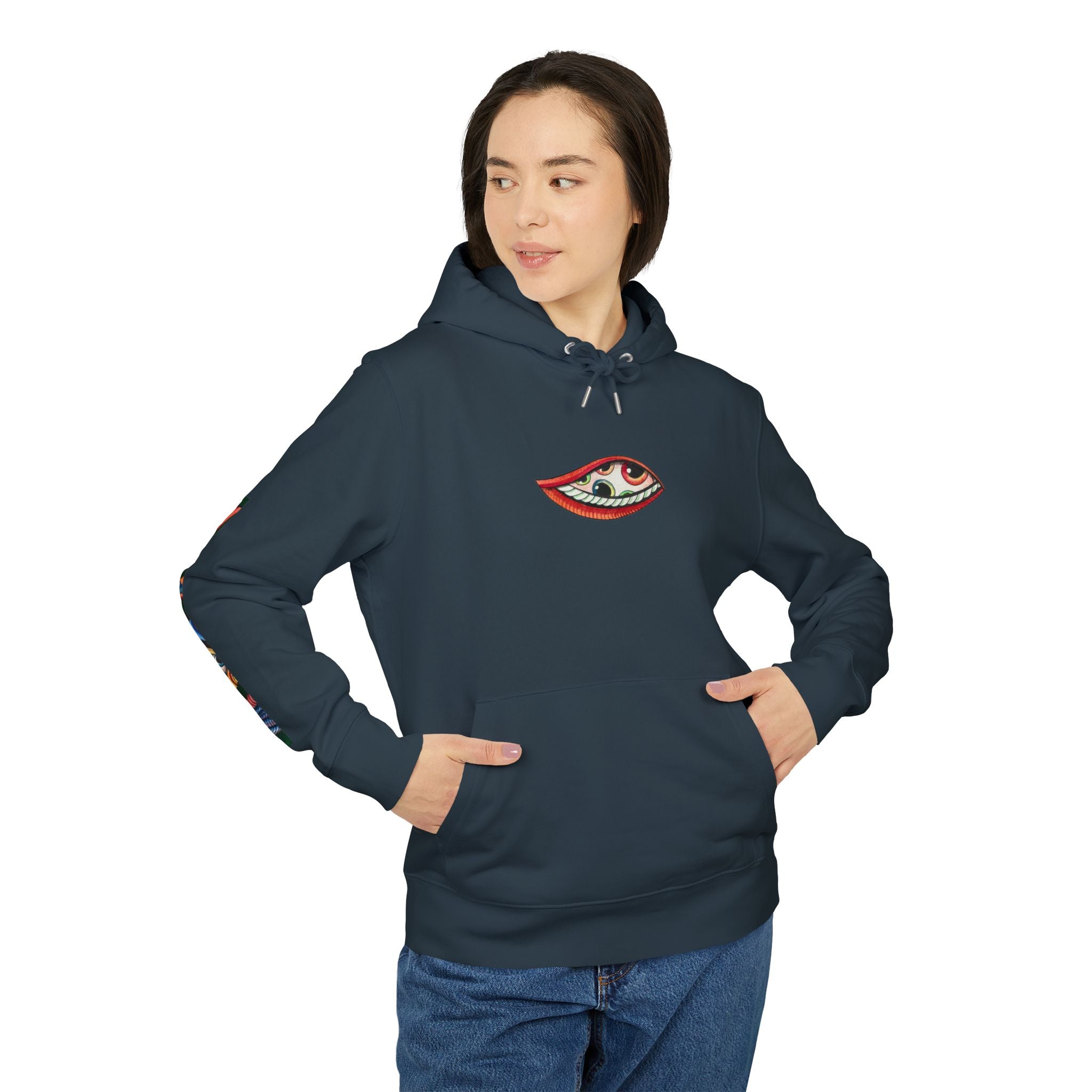 Graphic Hoodie — Colorful Psychedelic Lip & Swirl Design #h4334