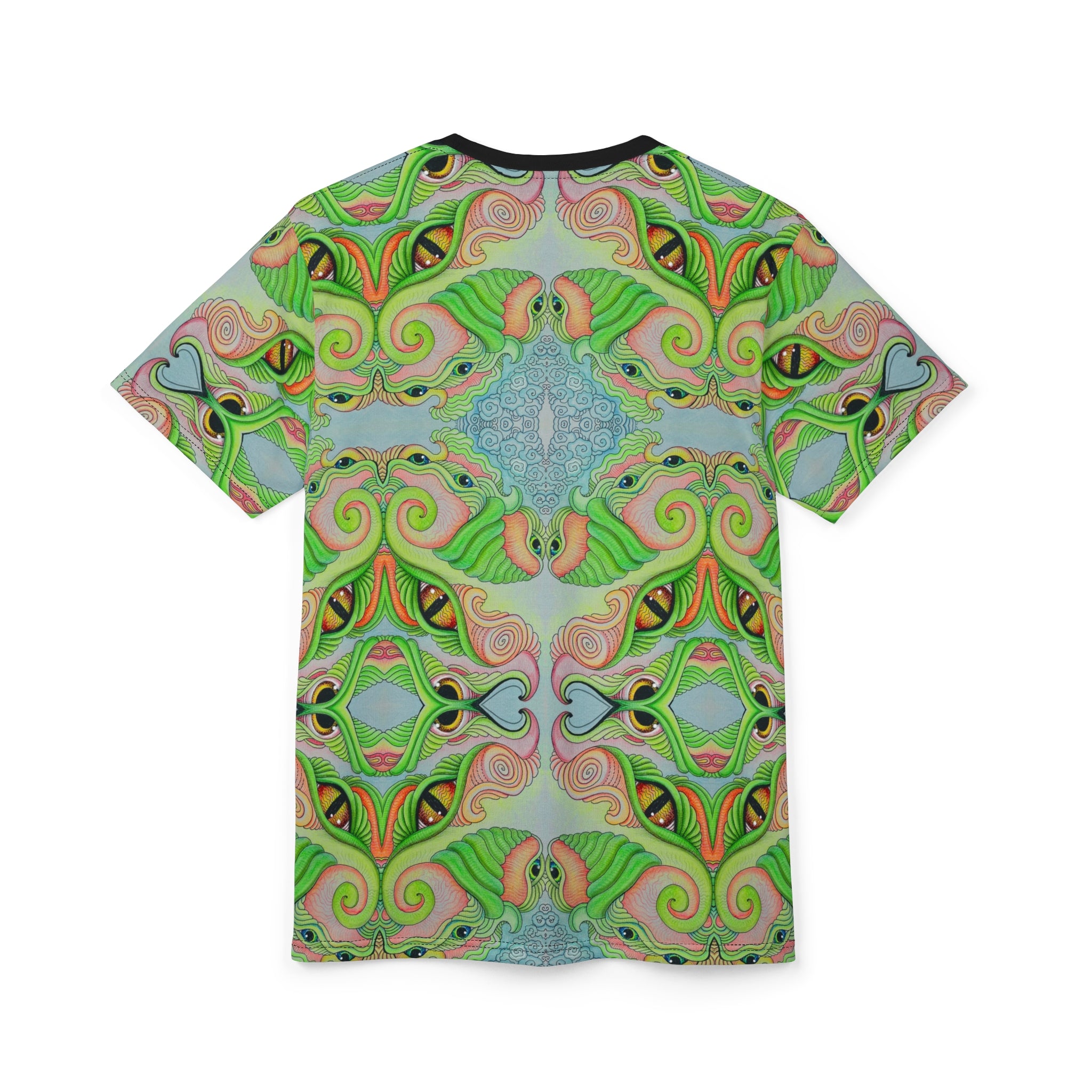 Psychedelic Green Kaleidoscope Tee — All-Over Print Cut & Sew Shirt #gf8754