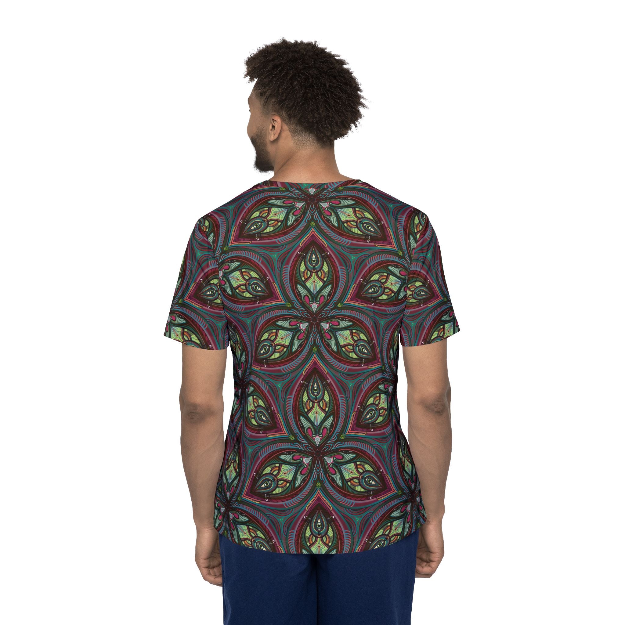 Men's Allover Print Jersey — Retro Kaleidoscope Floral Pattern #gab348