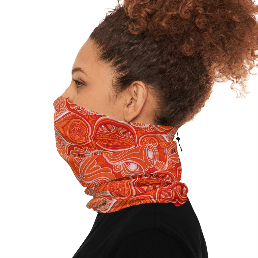 Winter Neck Gaiter — Orange Retro Wave Thermal Face Mask with Drawstring #hn984319