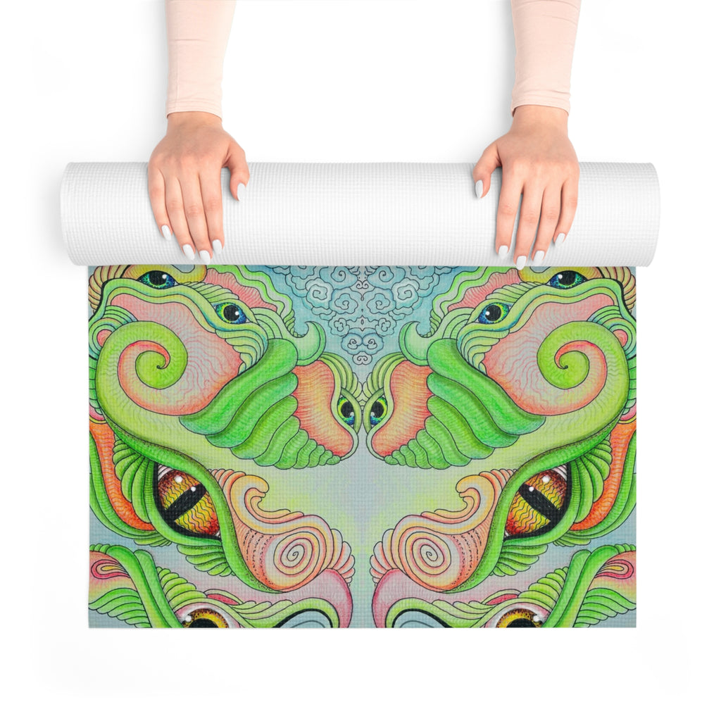 Psychedelic Green Mandala Foam Yoga Mat — Non-Slip Meditation & Exercise Mat #ohf9998444